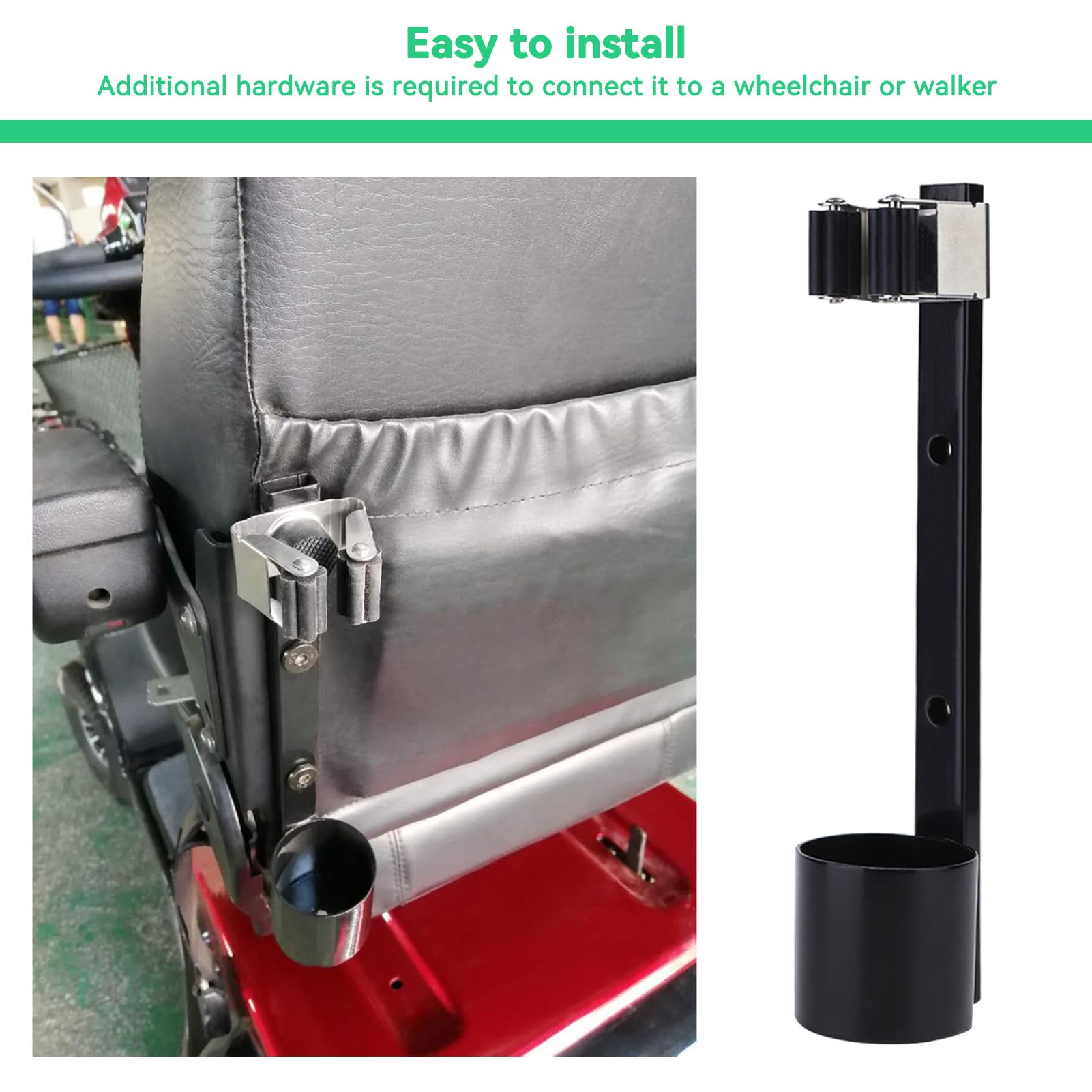 Mobility Scooter Cane Holder - Adjustable Walking Cane Stand for Wheelchair & Walker - Durable Disability Accessories for Elderly & Handicapped (Perfect for Daily Use, Travel & Outdoor Activities)