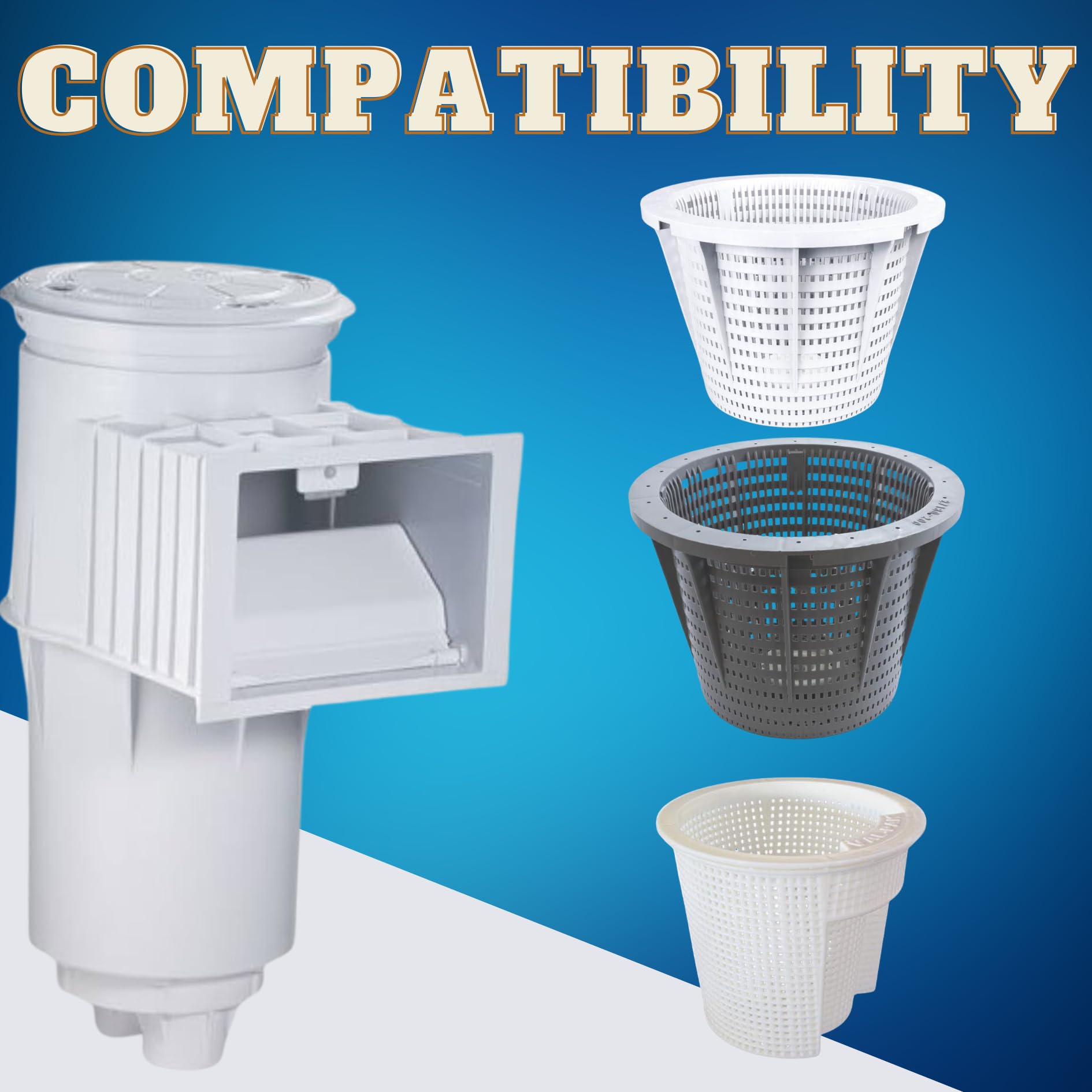 Pentair Skimmer Basket Replacement - 8 Inch Stainless Steel Pool Skimmer Basket Compatible with Pentair 85014500 & S200 Models | Durable 316 Stainless Steel Handle with Rubber Grip | Built-in Brass Weight for Stability | Perfect for In-Ground & Above-Ground Pool Maintenance