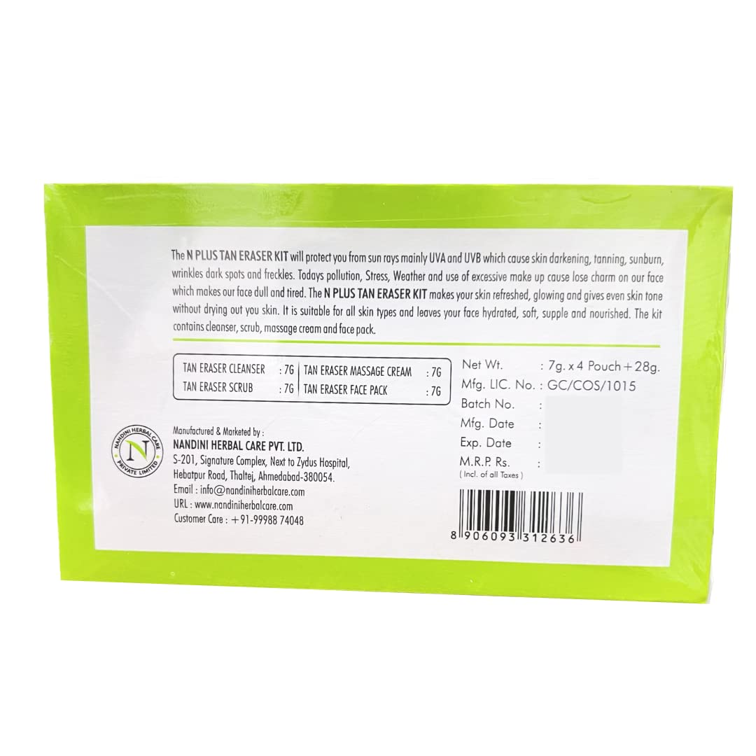 N Plus Professional Tan Eraser Facial Kit - Remove Sun Tan, Pigmentation & Dark Spots - 56g Brightening Treatment for Face & Body - Perfect for Post-Sun Care & Skin Tone Correction