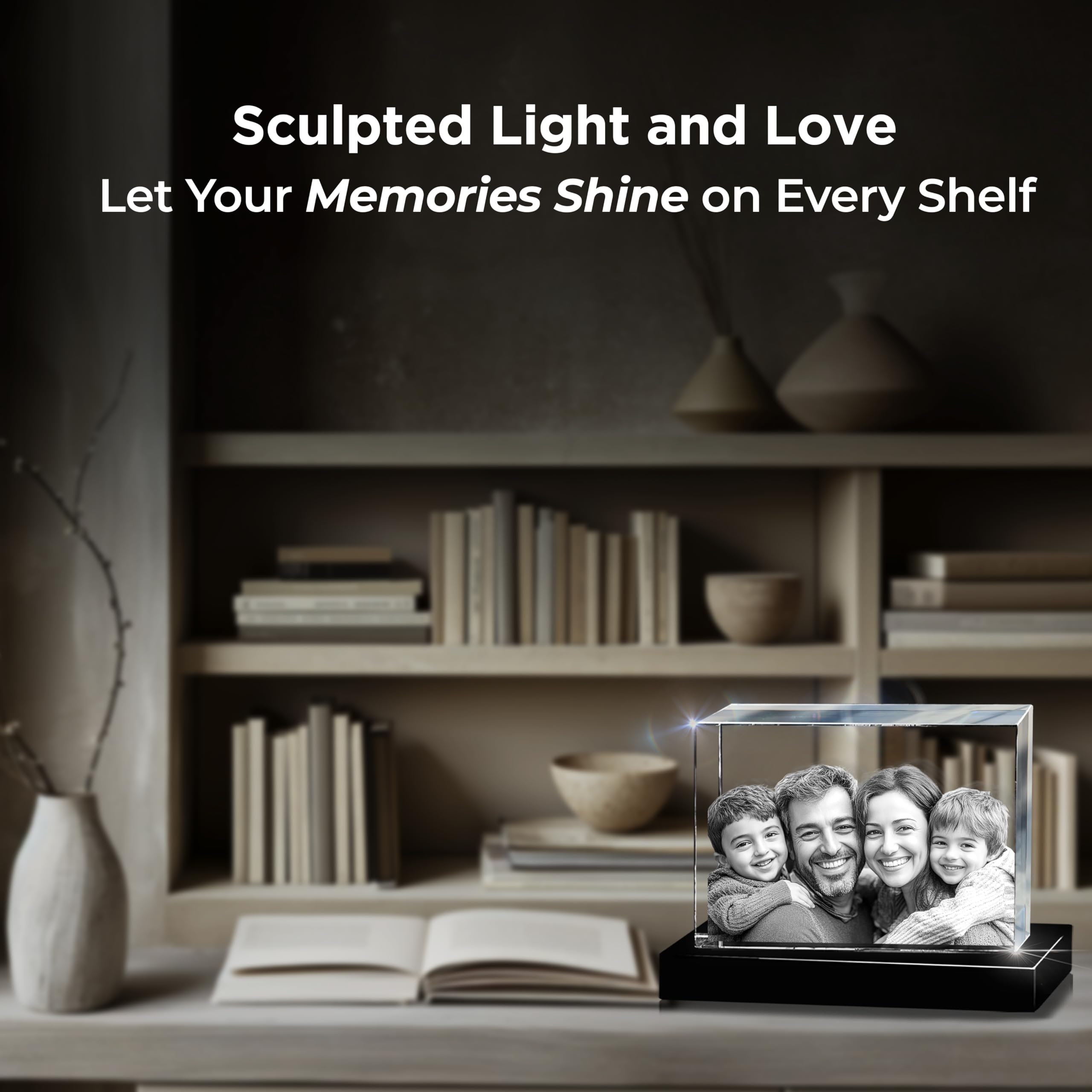 2 Pcs Personalized 3D Crystal Photo Gift for Mom, Women & Wife - Custom Laser Etched Glass Keepsake for Mother's Day, Birthday, Anniversary & Wedding | Perfect Home Decor & Sentimental Present