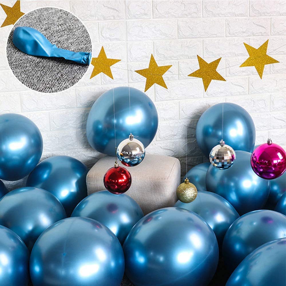 100pcs 5inch Blue Metallic Chrome Balloons - Thick & Shiny Party Balloons for Wedding, Graduation, Birthday, Baby Shower, Christmas & Valentine's Day Decorations - Perfect for Indoor & Outdoor Party Decor