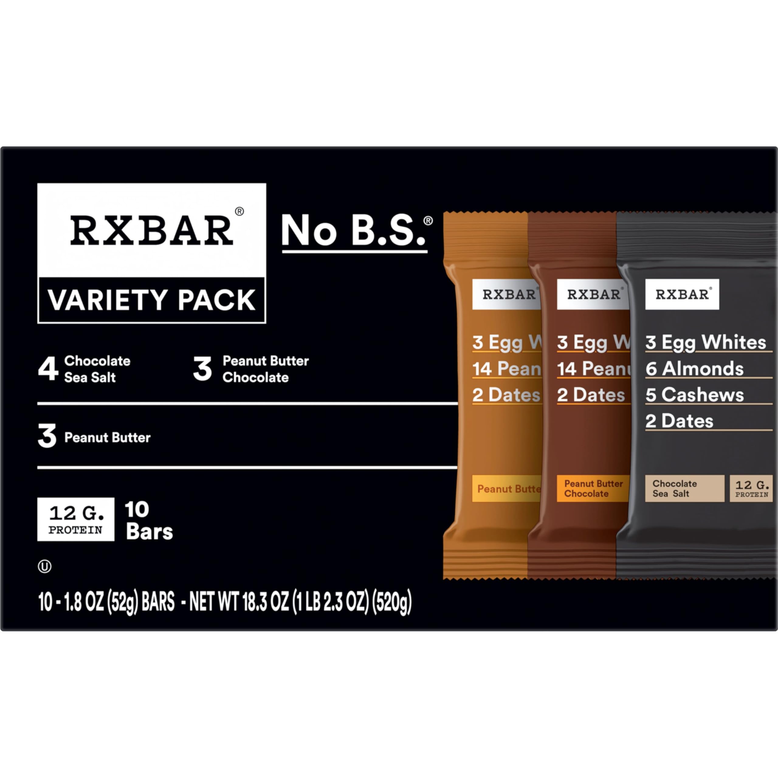 RXBAR Protein Bars Variety Pack - 10 Count, 18.3oz | Gluten Free, No Dairy, No Soy | Perfect for Gym, Hiking & On-the-Go Snacks