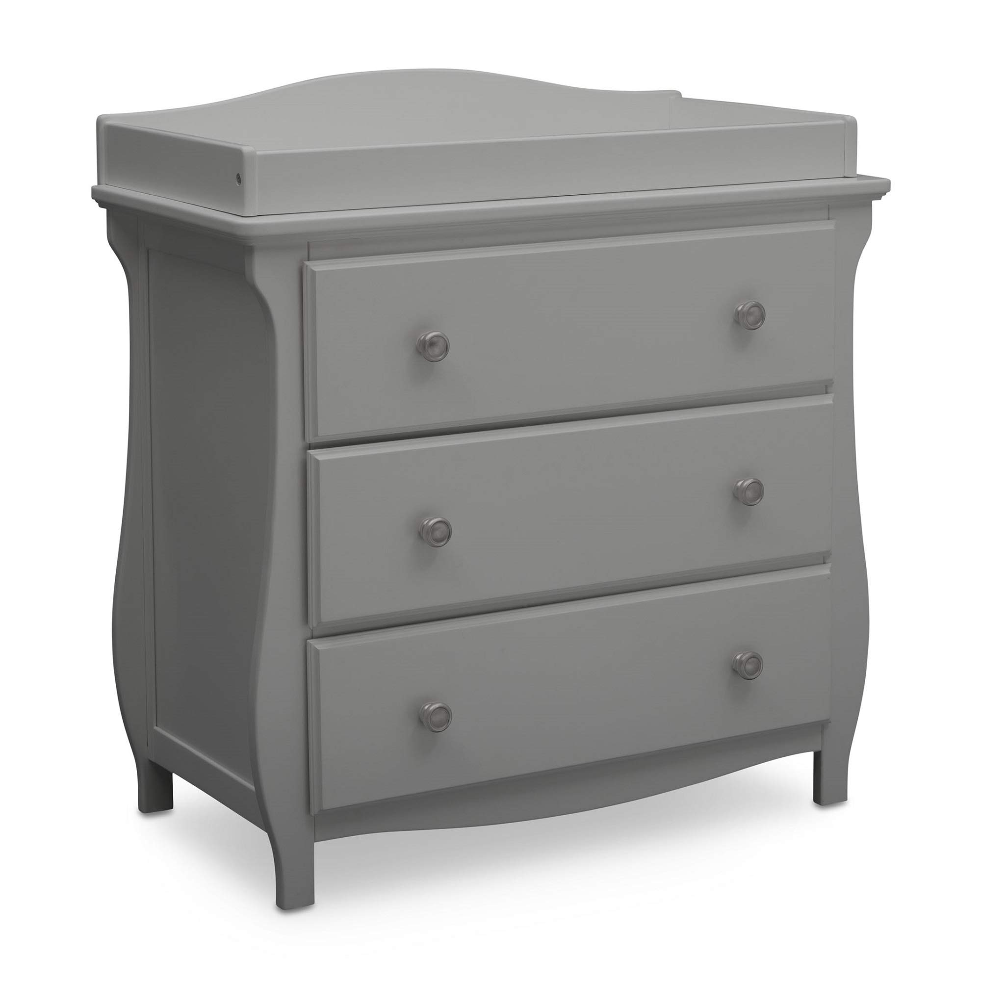 Delta Children Lancaster 3-Drawer Dresser with Changing Top - Greenguard Gold Certified Nursery Furniture, Gray - Perfect for Baby Room Organization & Diaper Changing Station