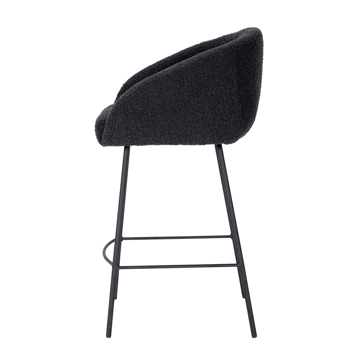 Avalon Boucle Bar Stool - Modern Upholstered Counter Height Stool with Metal Legs - Perfect for Kitchen Island, Breakfast Nook & Home Bar Decor