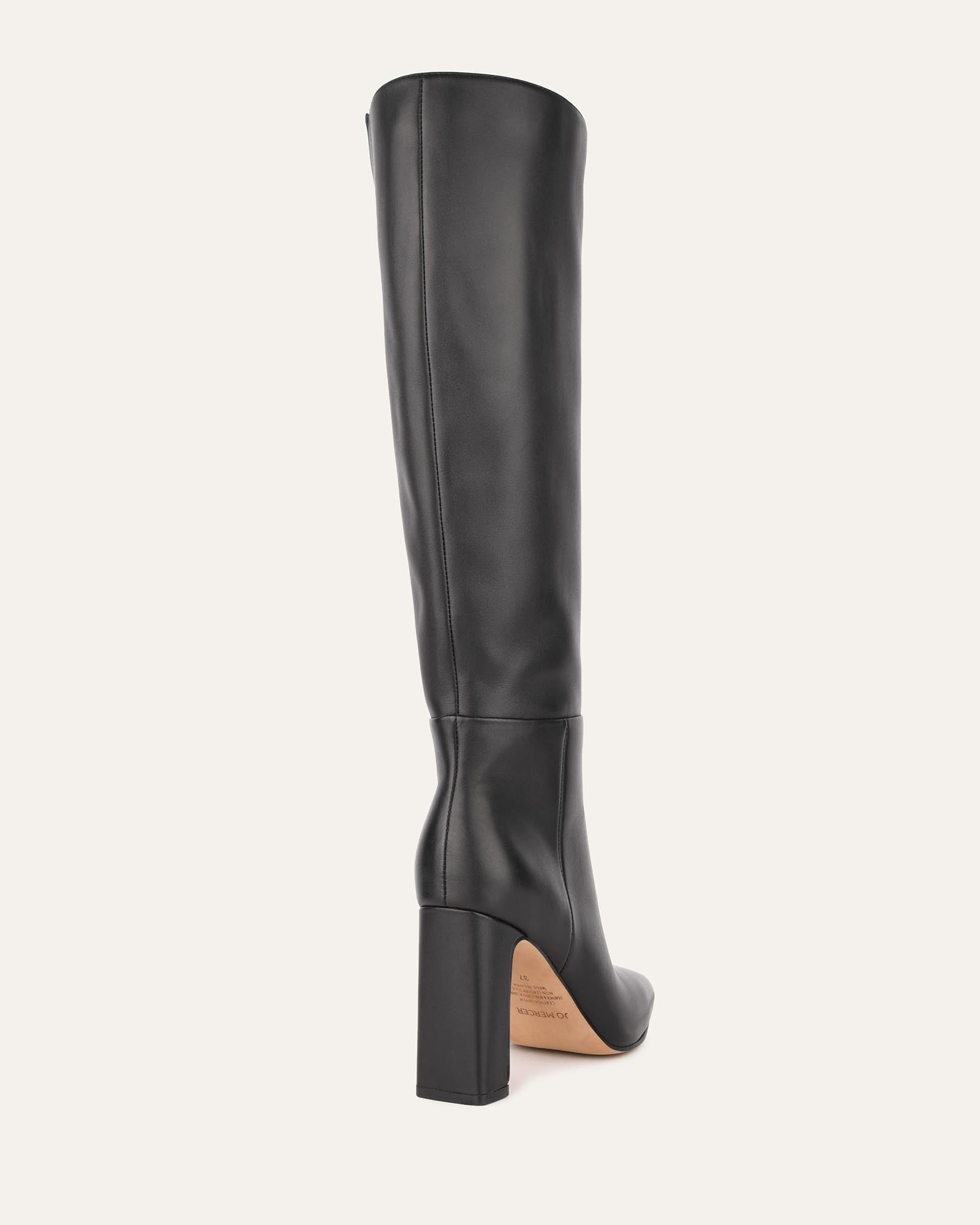 Stormi Black Leather Knee High Boots for Women - Stylish & Comfortable Winter Fashion Boots for Outdoor, Office, and Party Wear
