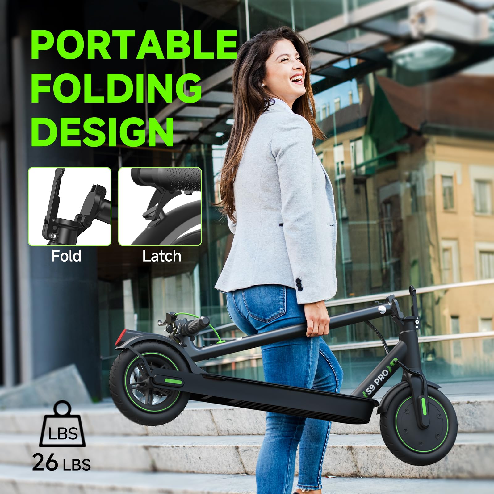 Premium Electric Scooter for Adults - 19 Miles Long Range & 19 MPH Top Speed - Commuter E-Scooter with Turn Signals & Dual Braking System - Perfect for Urban Commuting & Teen Rides
