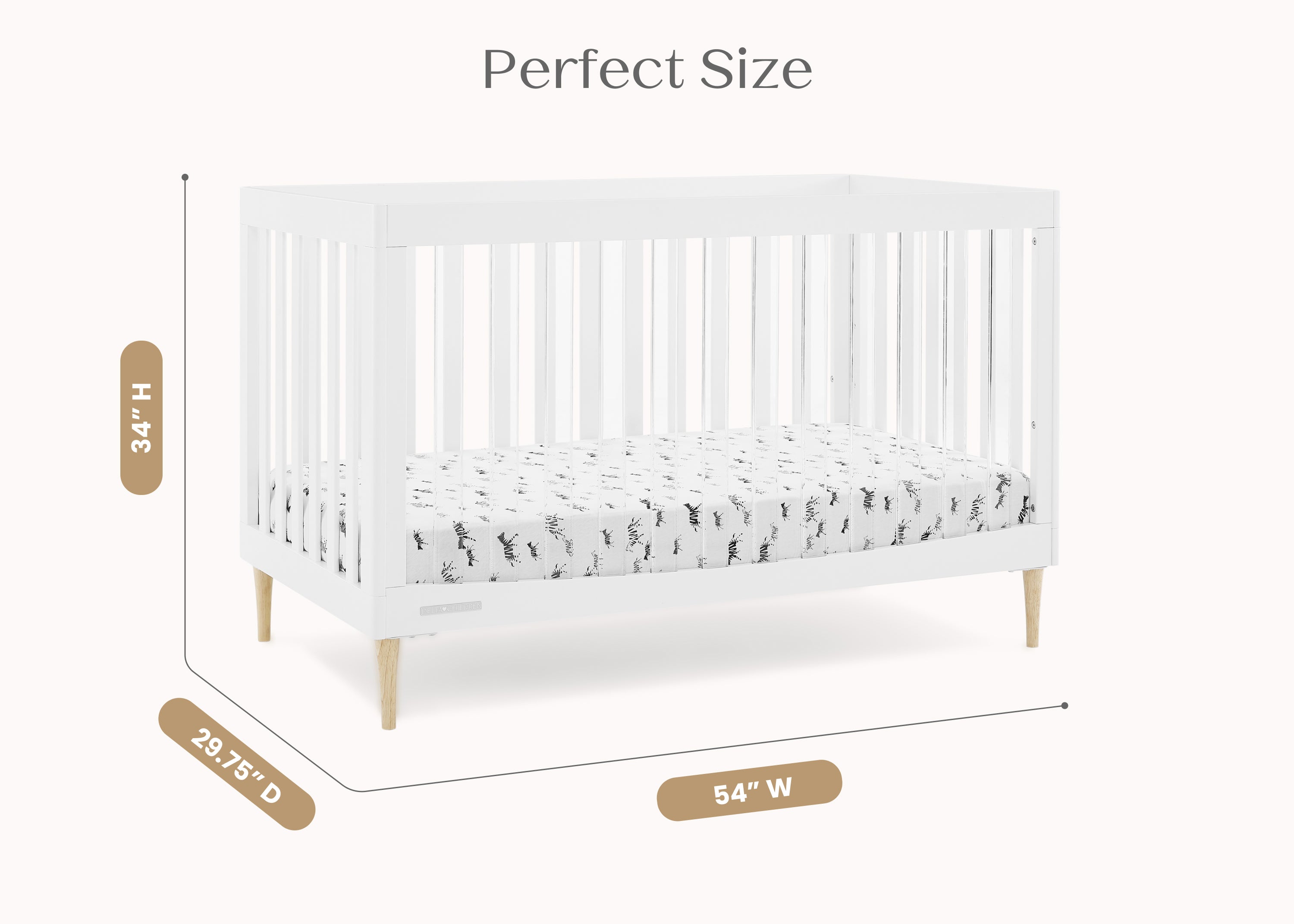 Austin Acrylic 4-in-1 Convertible Baby Crib - Toddler Bed, Daybed & Full-Size Bed | Modern Nursery Furniture for Boys & Girls | Perfect for Small Spaces & Growing Families