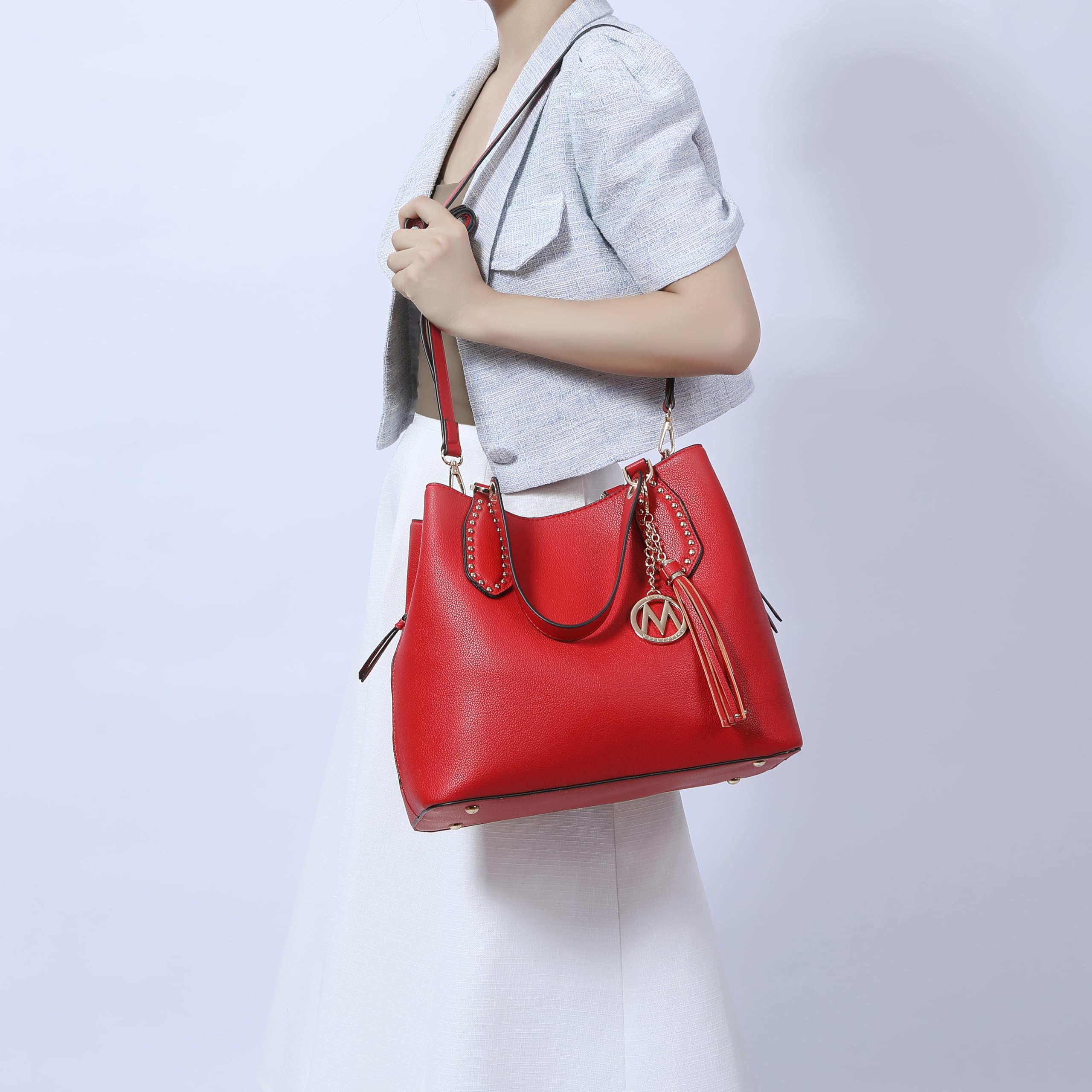MKF Collection Vegan Leather Hobo Bag for Women - Stylish Tassel Shoulder Bag & Crossbody Purse with Double Handles by Mia K | Perfect for Work, Travel & Everyday Use