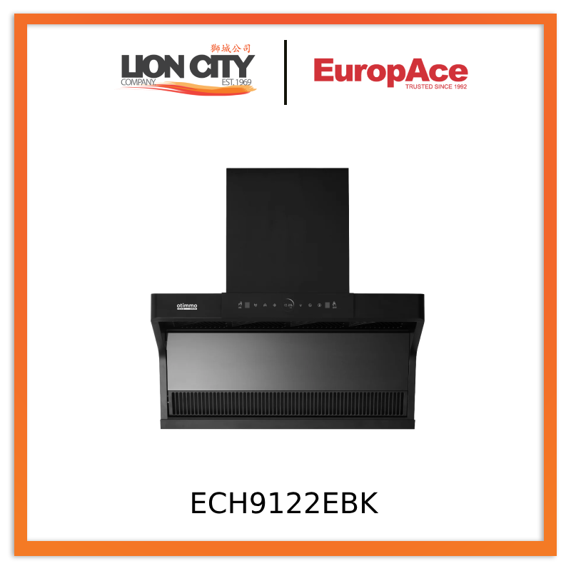 Europace ECH9122EBK 90cm 1200m3/h L-Shaped Range Hood with Dual Suction - Powerful Kitchen Ventilation for Smoke & Odor Removal - Perfect for Modern Kitchens & Open-Plan Living Spaces