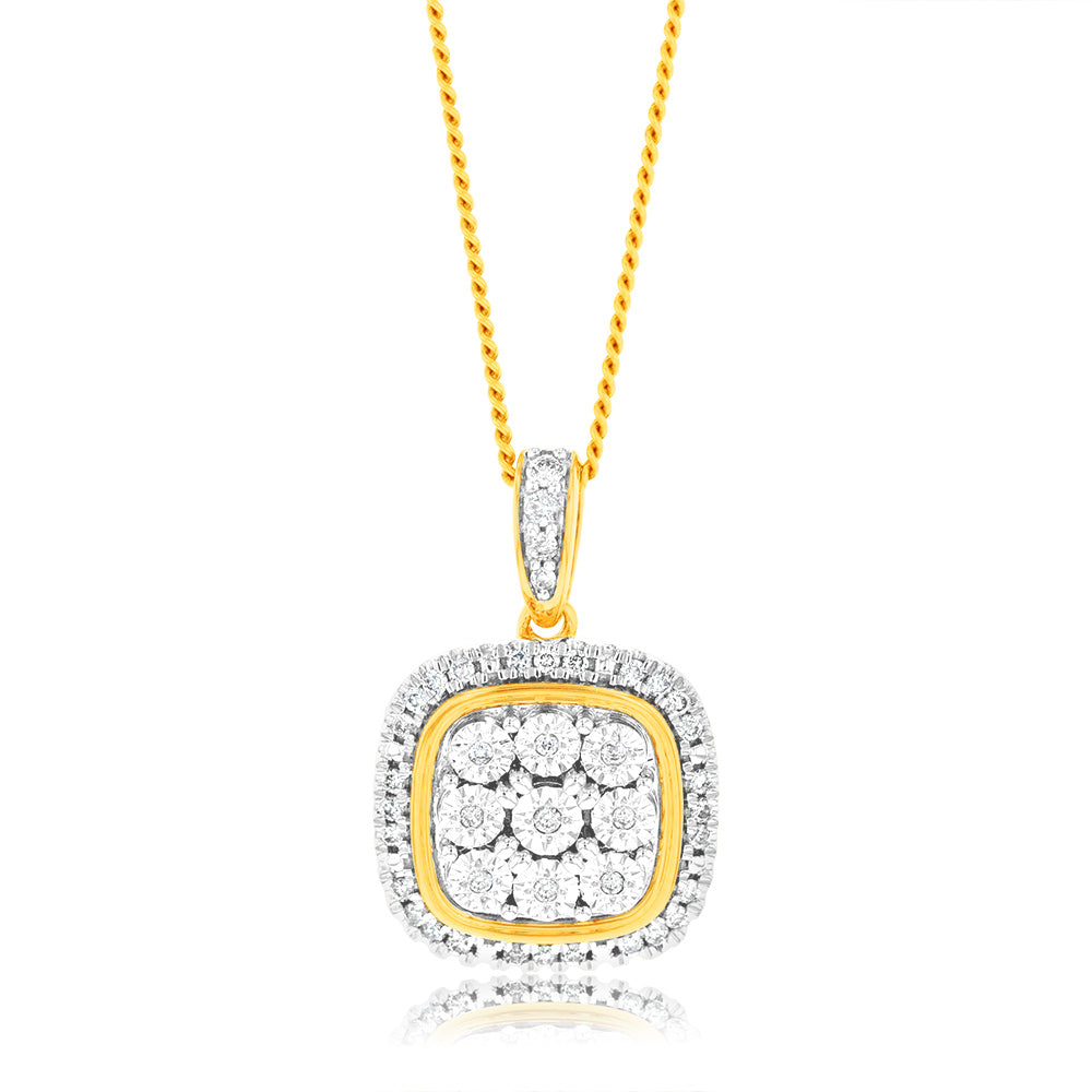 9ct Yellow Gold 1/6 Carat Diamond Pendant Necklace - Elegant Jewelry Gift for Women - Perfect for Anniversaries, Birthdays & Special Occasions