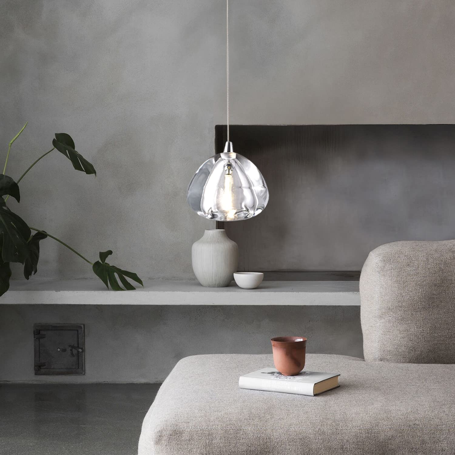 Modern Small Pendant Light - Raindrop Crystal Hanging Lamp, Single Chrome Chandelier for Ceiling, Dining Room, Bedroom, Kitchen Island & Bathroom (D4.72” x H59.05”, 1 Light) - Perfect for Home Decor, Kitchen Lighting, and Dining Area Ambiance