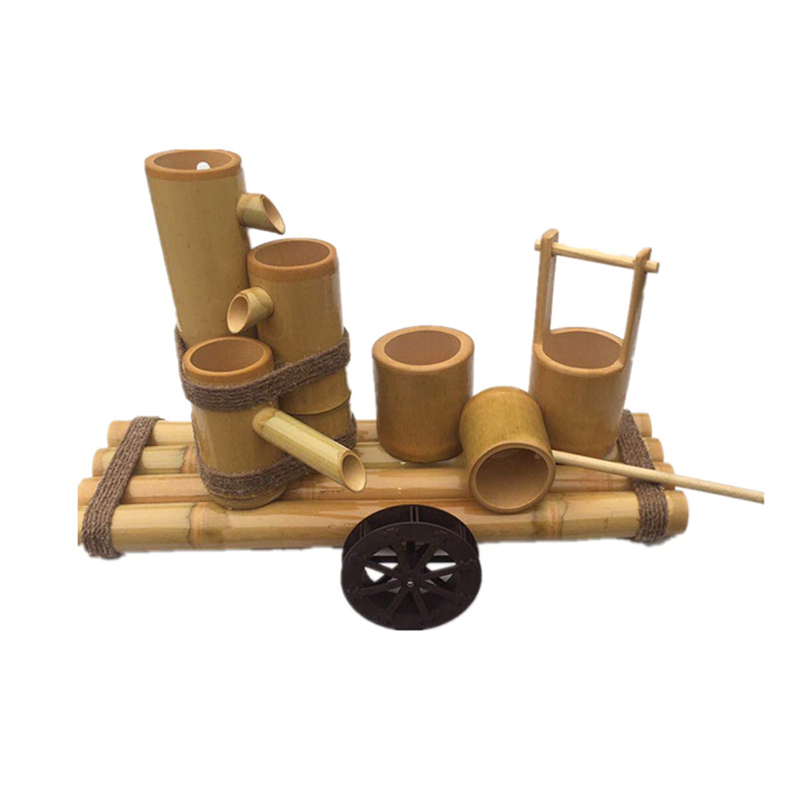 Premium Bamboo Bird Bath Fountain with Water Pump - Elegant Garden Water Feature for Backyard & Outdoor Decor - Perfect for Attracting Birds & Enhancing Landscape Aesthetics