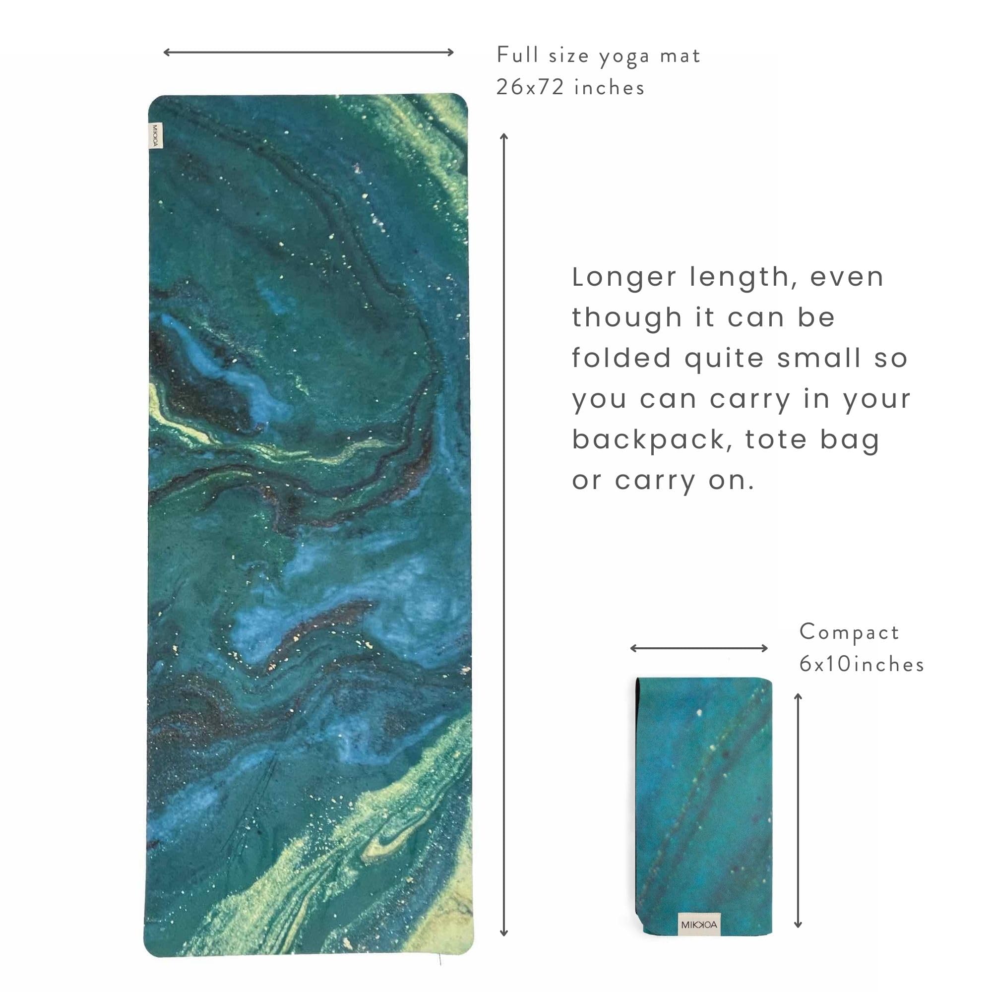 Eco-Friendly Travel Yoga Mat 1.5mm - Foldable & Lightweight Exercise Mat for Yoga, Pilates, Gym, Backpacking & Outdoor Activities | Machine Washable | Perfect for Travel, Yoga Retreats & Home Workouts