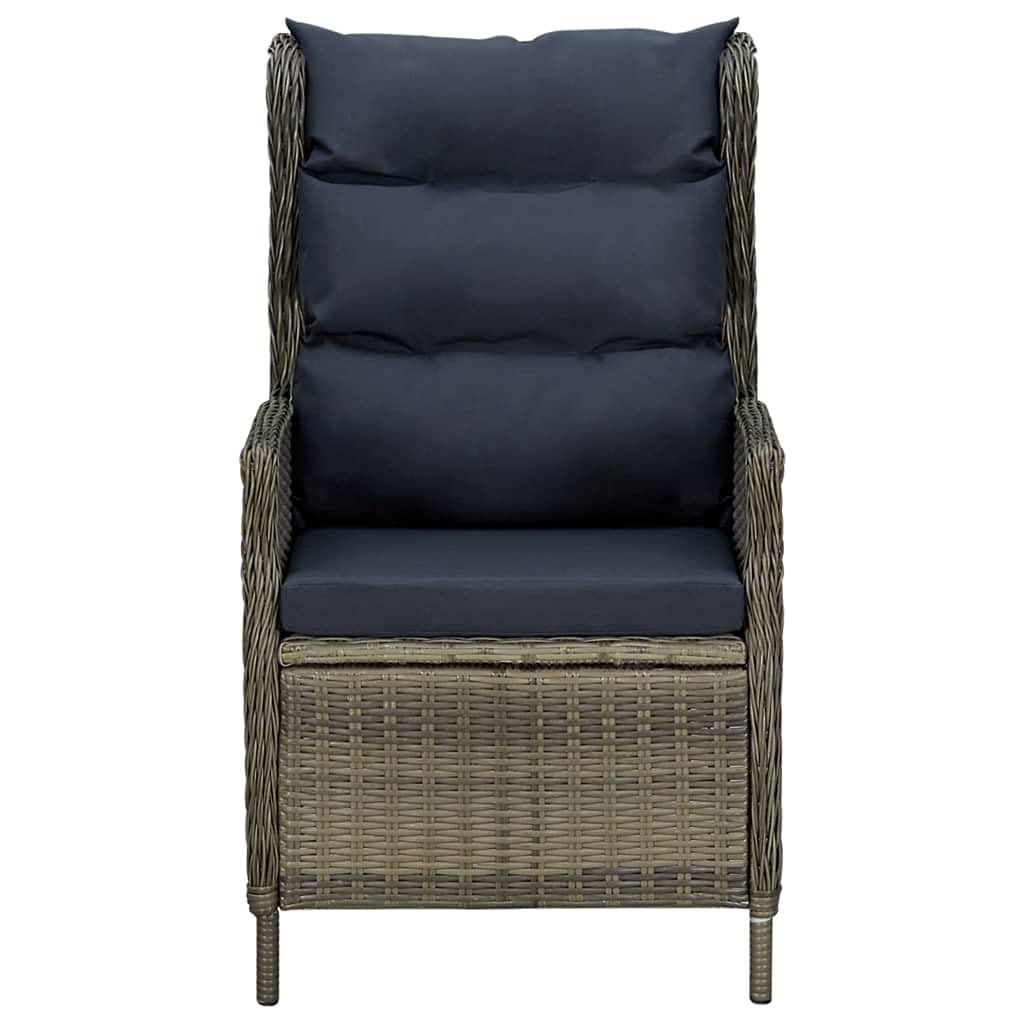 Brown Poly Rattan Reclining Garden Chair with Cushions & Footstool - Outdoor Patio, Balcony, Terrace Lounge Seating Furniture for Relaxing in Backyard, Poolside or Garden