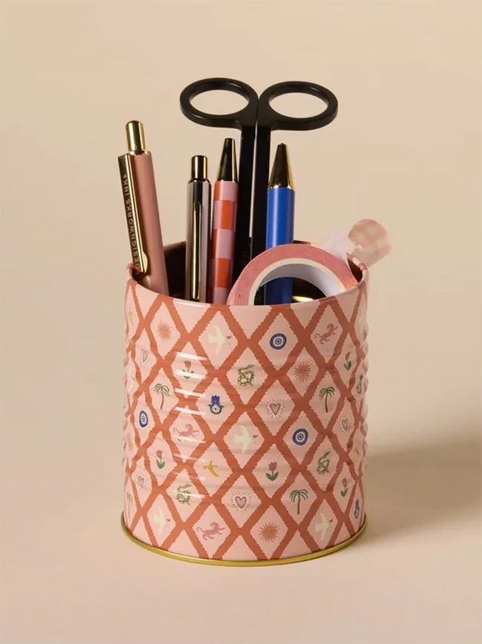 Designworks Ink A Dopo Storage Tin - Vintage Style Decorative Metal Box for Home & Office Organization - Perfect for Storing Pens, Jewelry, Cosmetics & Small Collectibles