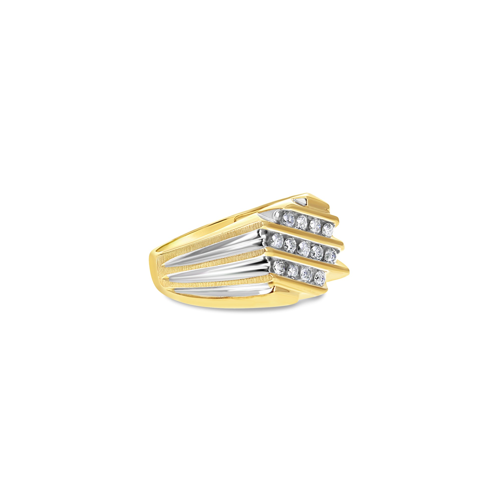 10K Two-Tone Gold Men's Diamond Wedding Band - 0.50cttw Elegant Ring for Engagement, Anniversary & Special Occasions