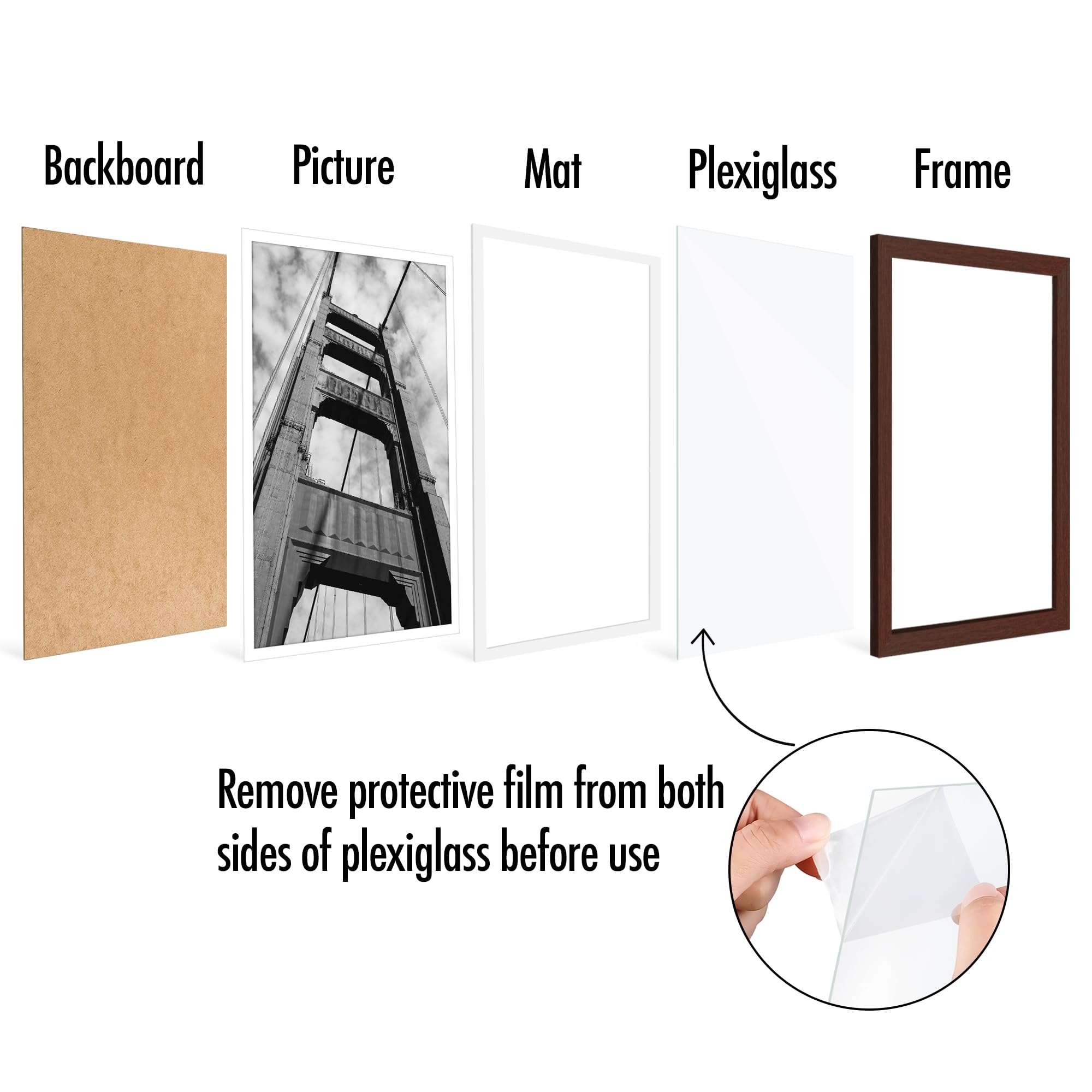 Americanflat 12x18 Poster Frame Set of 5 with Polished Plexiglass - Mahogany Gallery Wall Frames for 11x17 with Mat or 12x18 Without Mat - Premium Galleria Collection - Perfect for Home Decor, Office Display & Art Exhibition Wall Arrangements