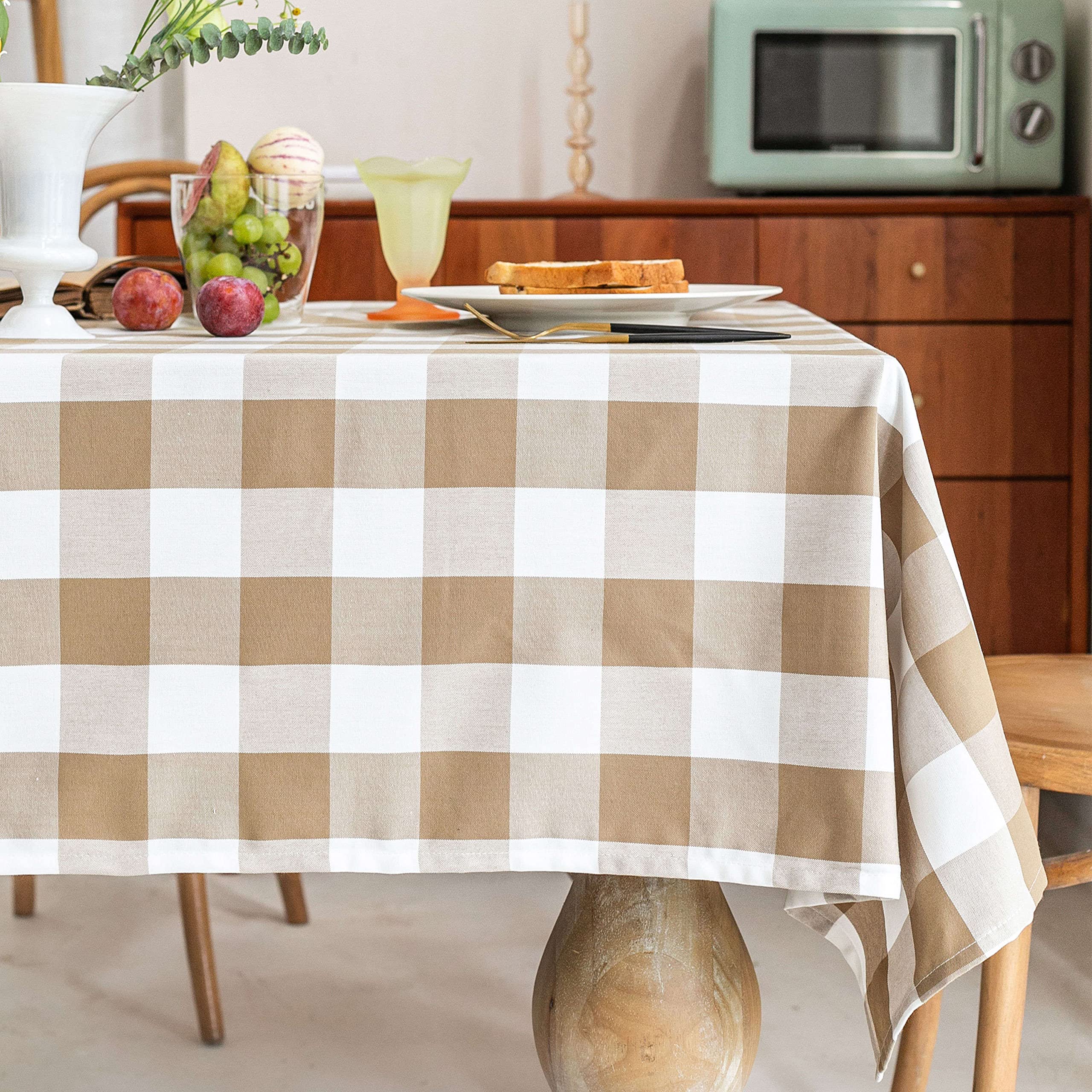Buffalo Check Tablecloth - Wrinkle-Free Washable Polyester Square/Rectangle Table Cover - Farmhouse Gingham Decor - Coffee Color 54x54 Inch - Perfect for Holiday Dinners, Picnics & Kitchen Decor