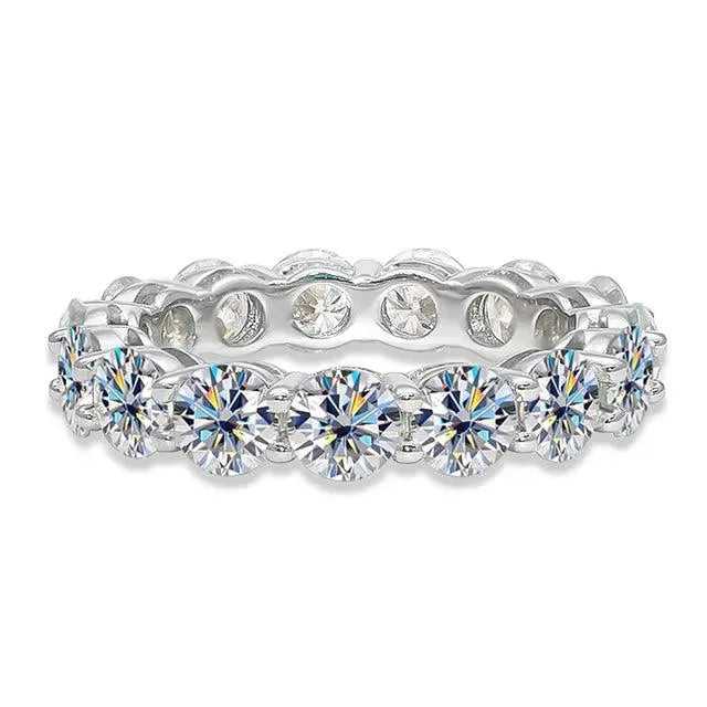 5mm 7ct D Color Moissanite Ring - 925 Silver Plated with White Gold Wedding Band, Eternity Band, Engagement Ring for Women | Perfect for Proposals, Anniversaries & Special Occasions