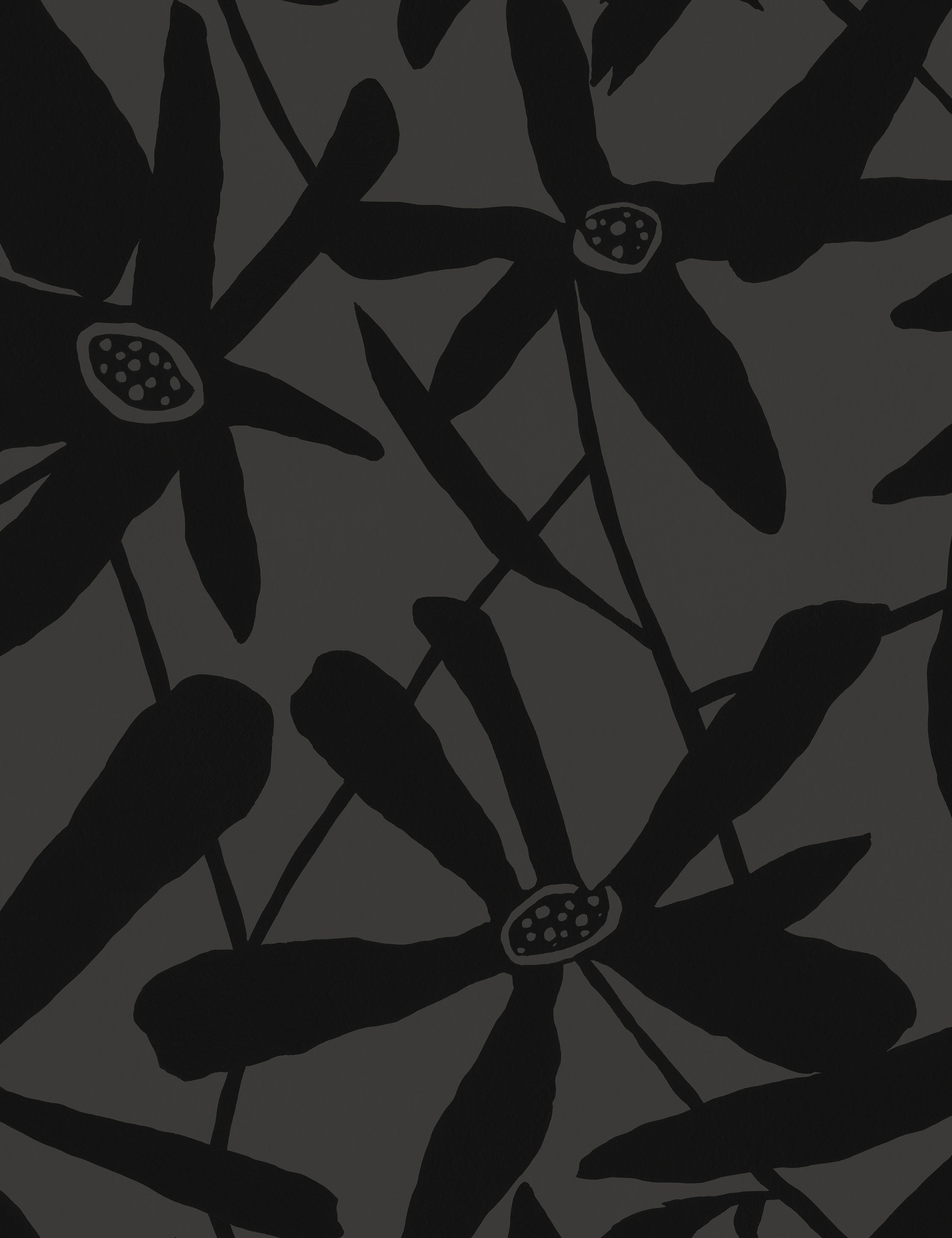 Susan Hable Swatch Blossom Wallpaper in Black - Floral Peel and Stick Wallpaper for Bedroom, Living Room, Nursery Decor