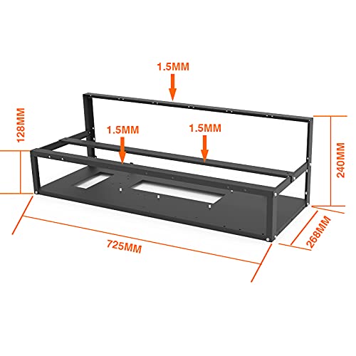 6GPU/8GPU/12GPU Steel Mining Rig Frame - Open Air Miner for Bitcoin, ETH, ETC & ZEC Cryptocurrency Mining - Dual Power Supply Support - Includes 6 Cooling Fans - Perfect for Home & Commercial Crypto Mining Operations