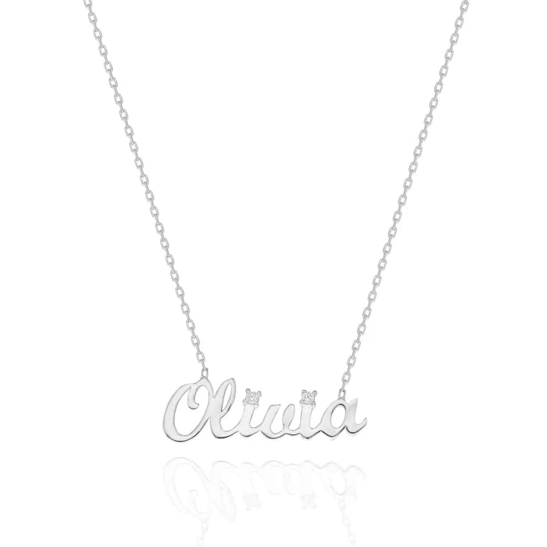 Custom Name Necklace with Natural Diamond - Crown Heart Birthstone Initial Pendant in 925 Sterling Silver (Yellow/White/Rose Gold) | Personalized Dainty Jewelry for Women | Perfect Christmas, Birthday, Anniversary, Valentine's Day, Graduation & Mother's Day Gift for Her, Wife, Mom, Girlfriend or Sister | Great for Everyday Wear, Date Nights & Special Occasions
