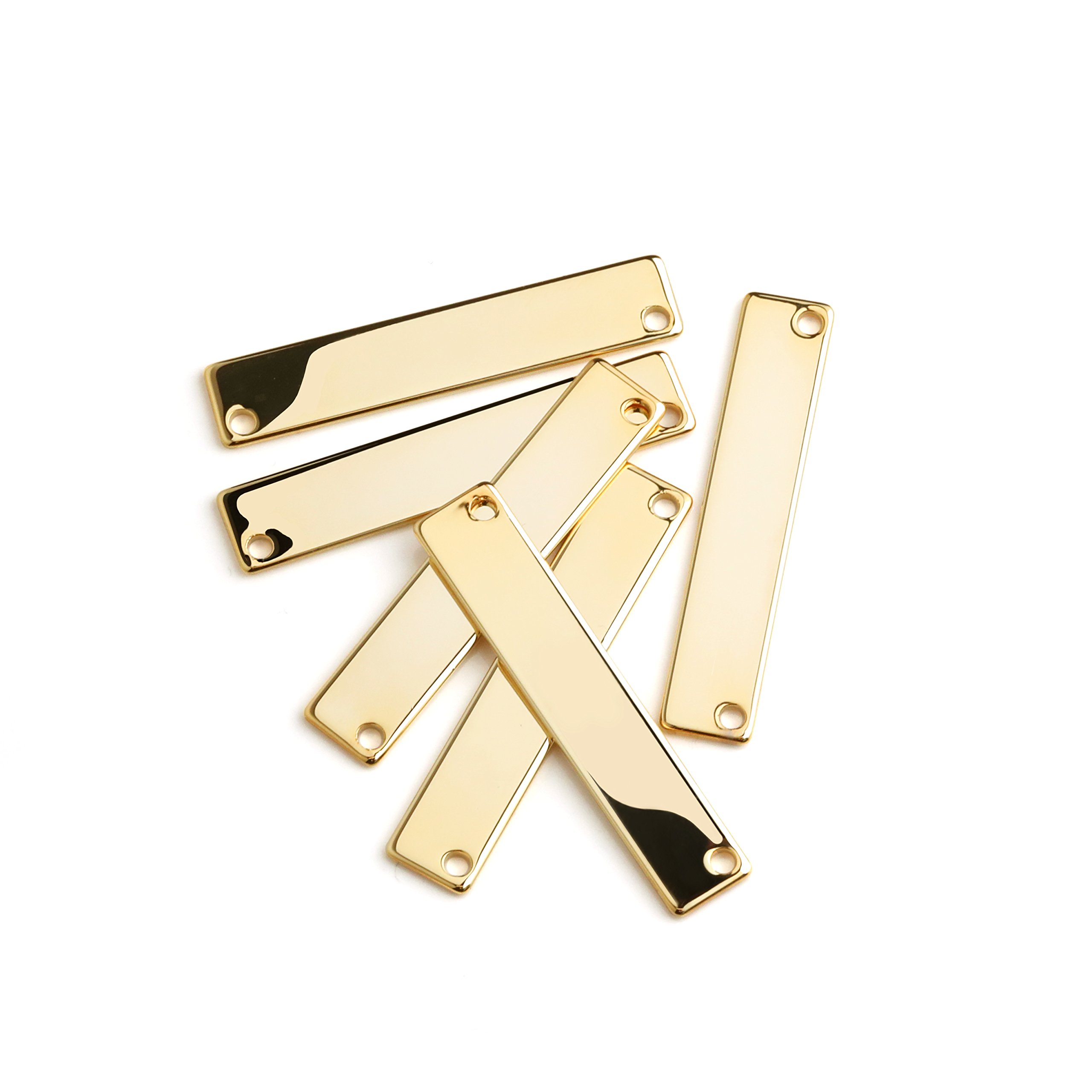 10Pcs 16K Gold Plated Stamping Blank Bar Pendant Name Plate - 1.35x0.28 Inch (34.3x7mm) Jewelry Making Supplies for Necklaces, Bracelets & DIY Craft Projects