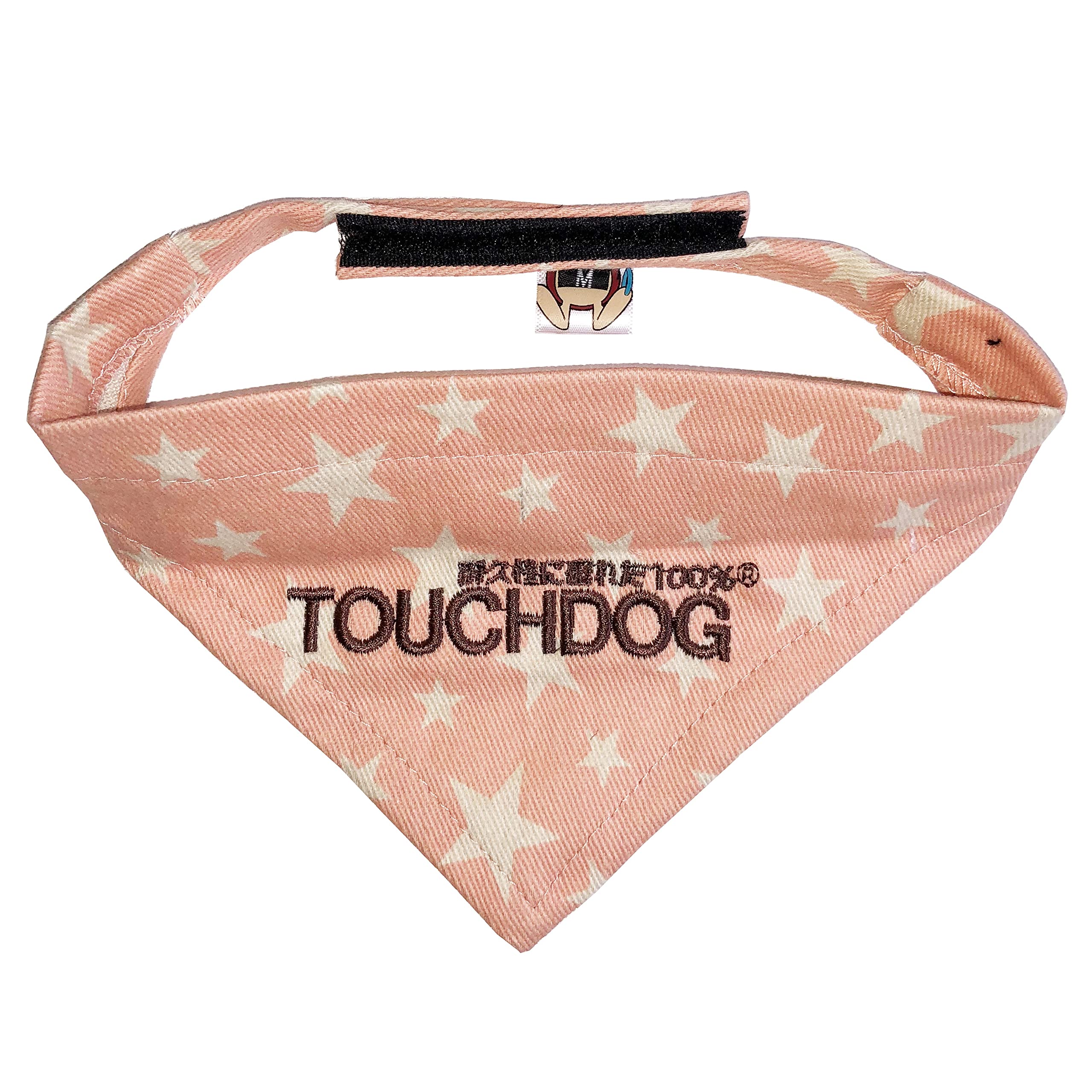 Touchdog 'Bad-to-The-Bone' Star Patterned Fashionable Velcro Dog Bandana - Medium Size, Pink Pet Accessory for Small Dogs, Perfect for Daily Walks, Pet Photos & Costume Parties