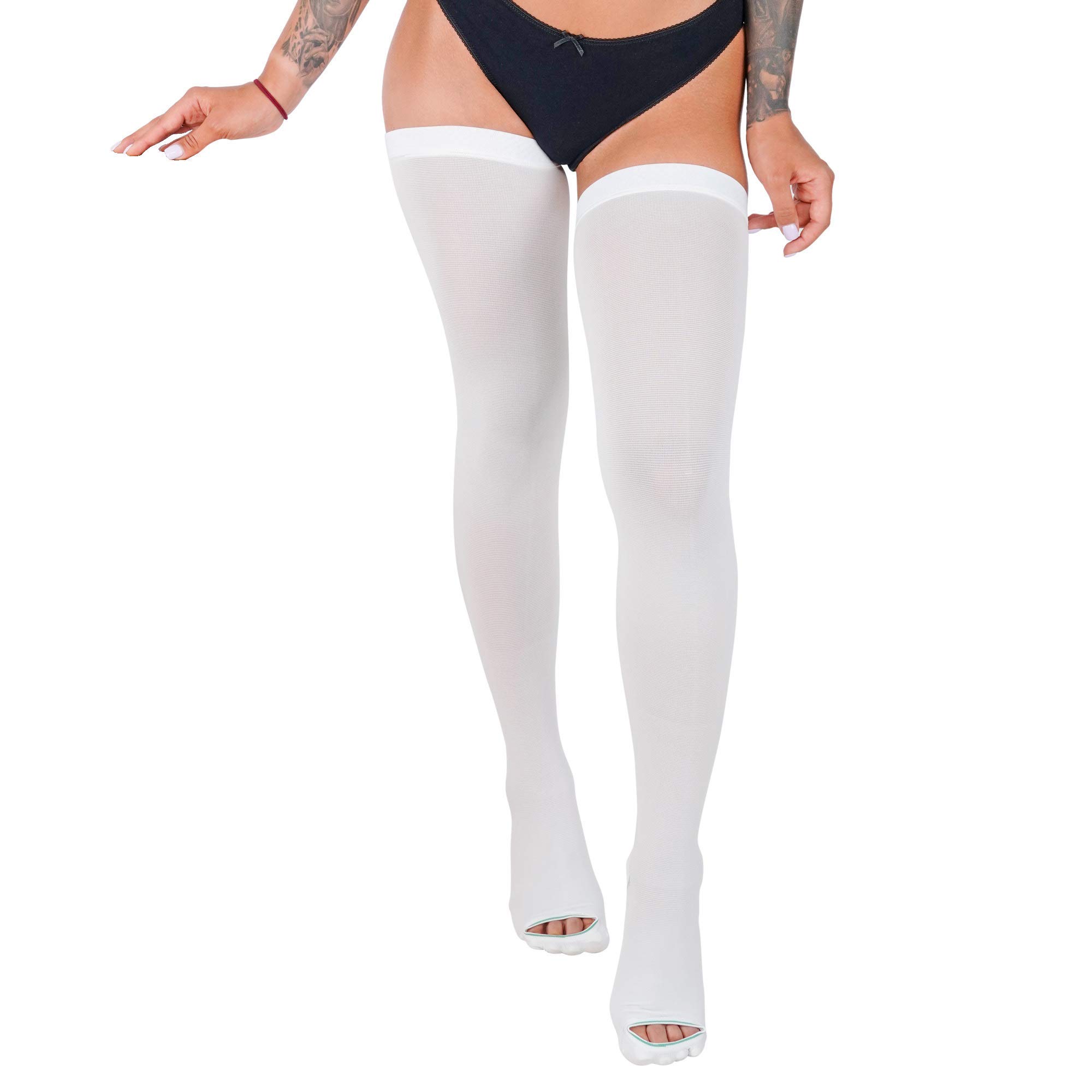 Anti-Embolism Compression Stockings 15-20 mmHg - Thigh High Unisex Medical Socks for Circulation & Swelling Relief - Perfect for Post-Surgery, Travel & Varicose Vein Support