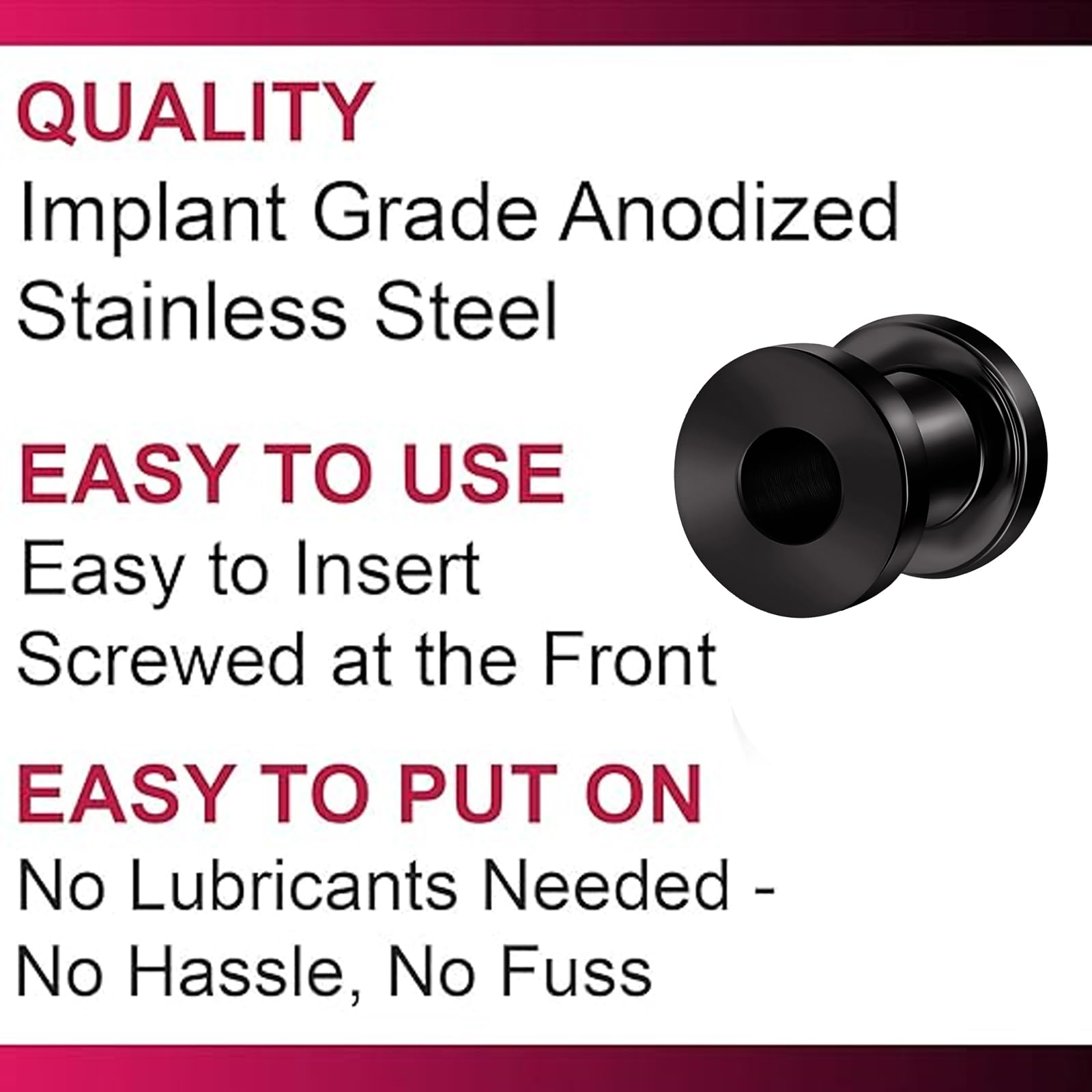 Black Coated Surgical Steel Flesh Tunnel Ear Plugs - 2PCS Ear Stretching Gauges for Body Piercing & Alternative Fashion - Perfect for Stretching Lobes, Punk Style & Body Jewelry Collection