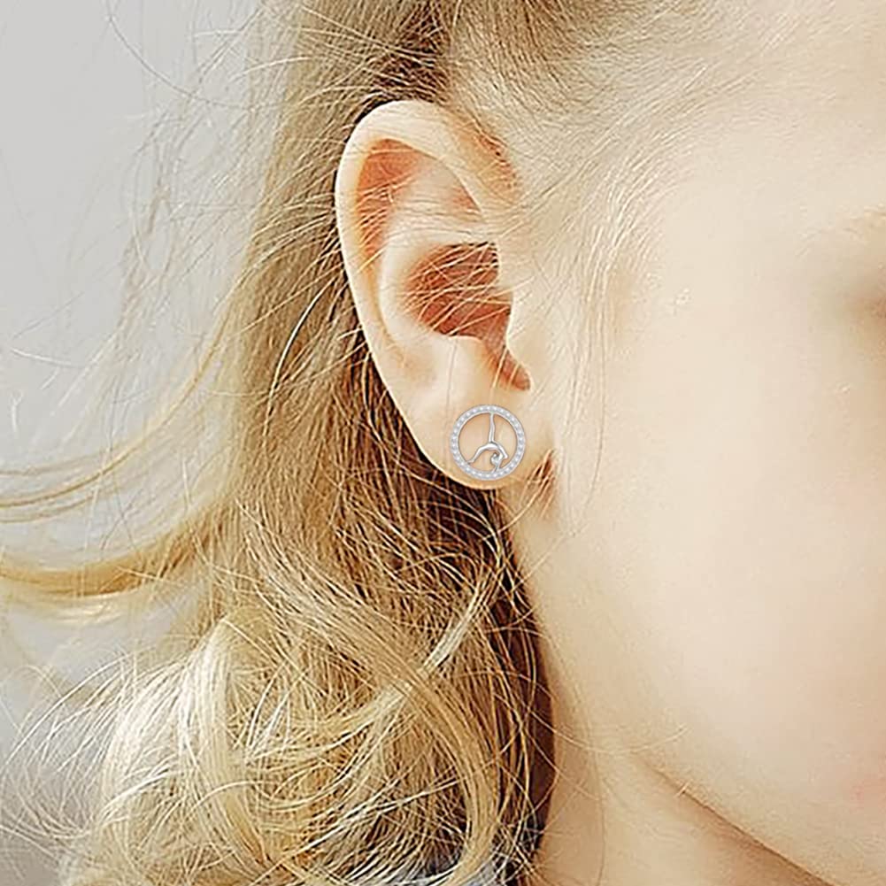 925 Sterling Silver Gymnastics Stud Earrings for Women – USA Team Gymnast Jewelry – Perfect Birthday & Christmas Gift for Athletes – Ideal for Competitions, Training & Everyday Wear