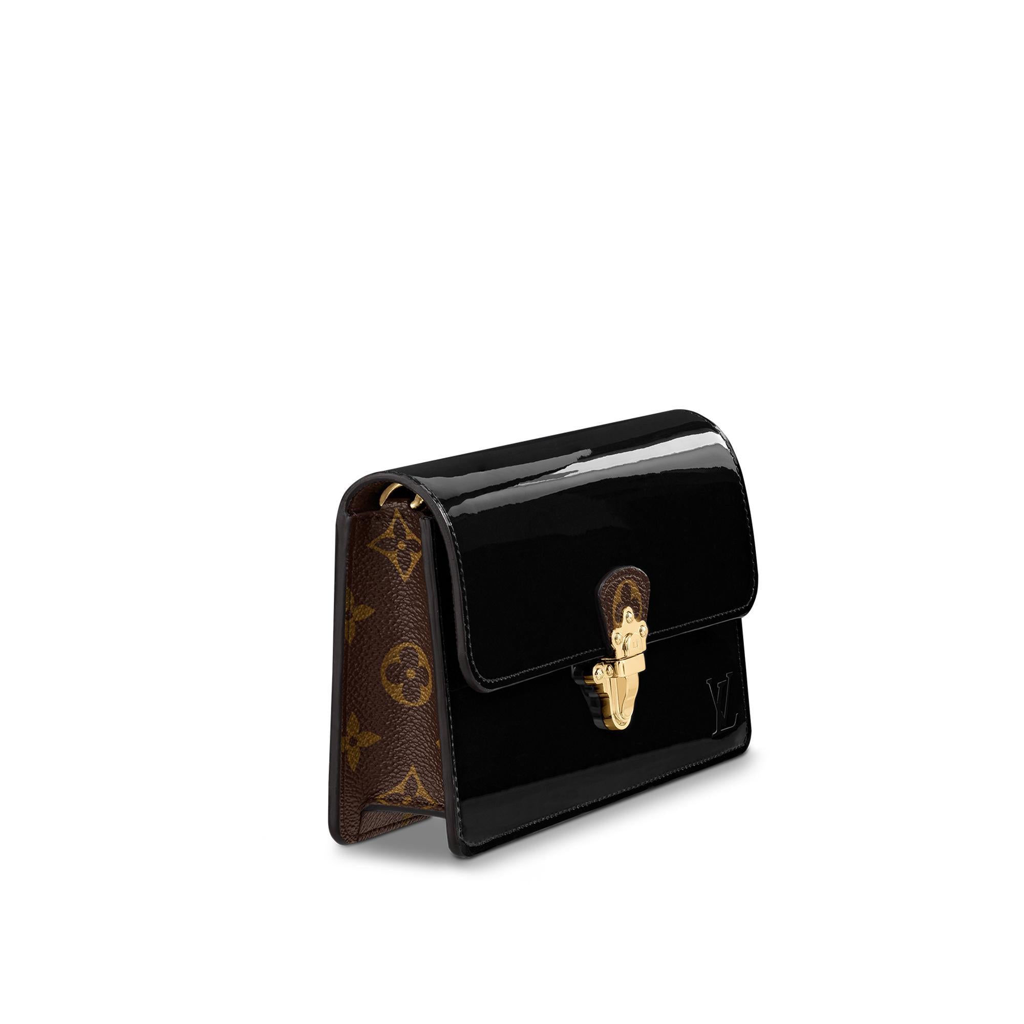 LV Cherrywood Chain Wallet - Patent Leather Monogram Noir Crossbody Bag for Women | Perfect for Evening Events & Date Nights