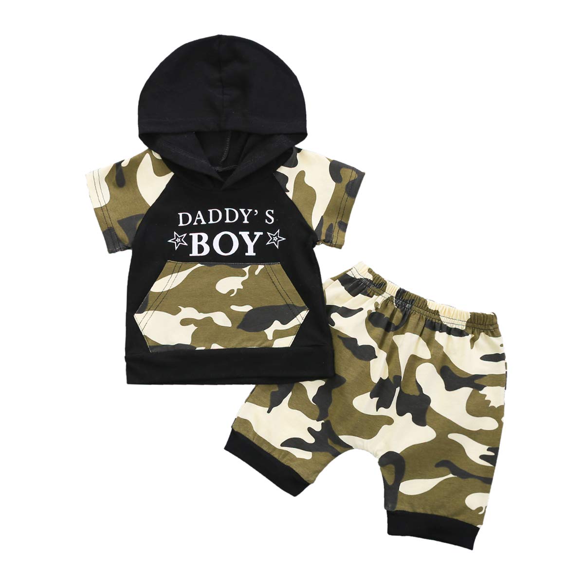 **Toddler Baby Boy Camouflage Sleeveless Hoodie & Shorts Set - Summer Outfits for Boys - Playtime, Outdoor Adventures & Casual Wear**