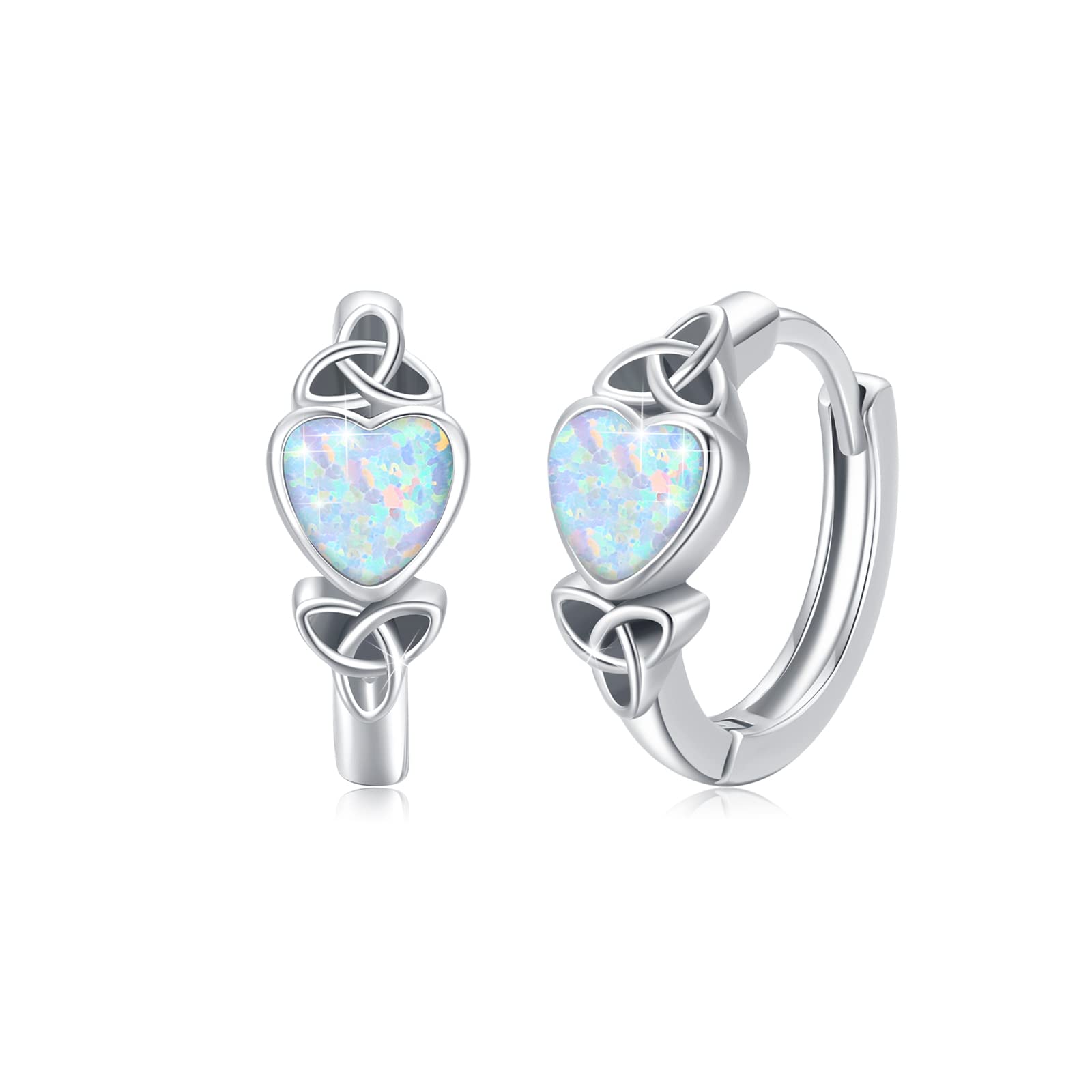 Celtic Knot Huggie Earrings - S925 Sterling Silver Heart Hoop Earrings for Women | Irish Inspired Dainty Witches Knot Jewelry | Perfect Gift for Cartilage, Helix or Lobe Piercing | Everyday Wear, Date Night & Special Occasions