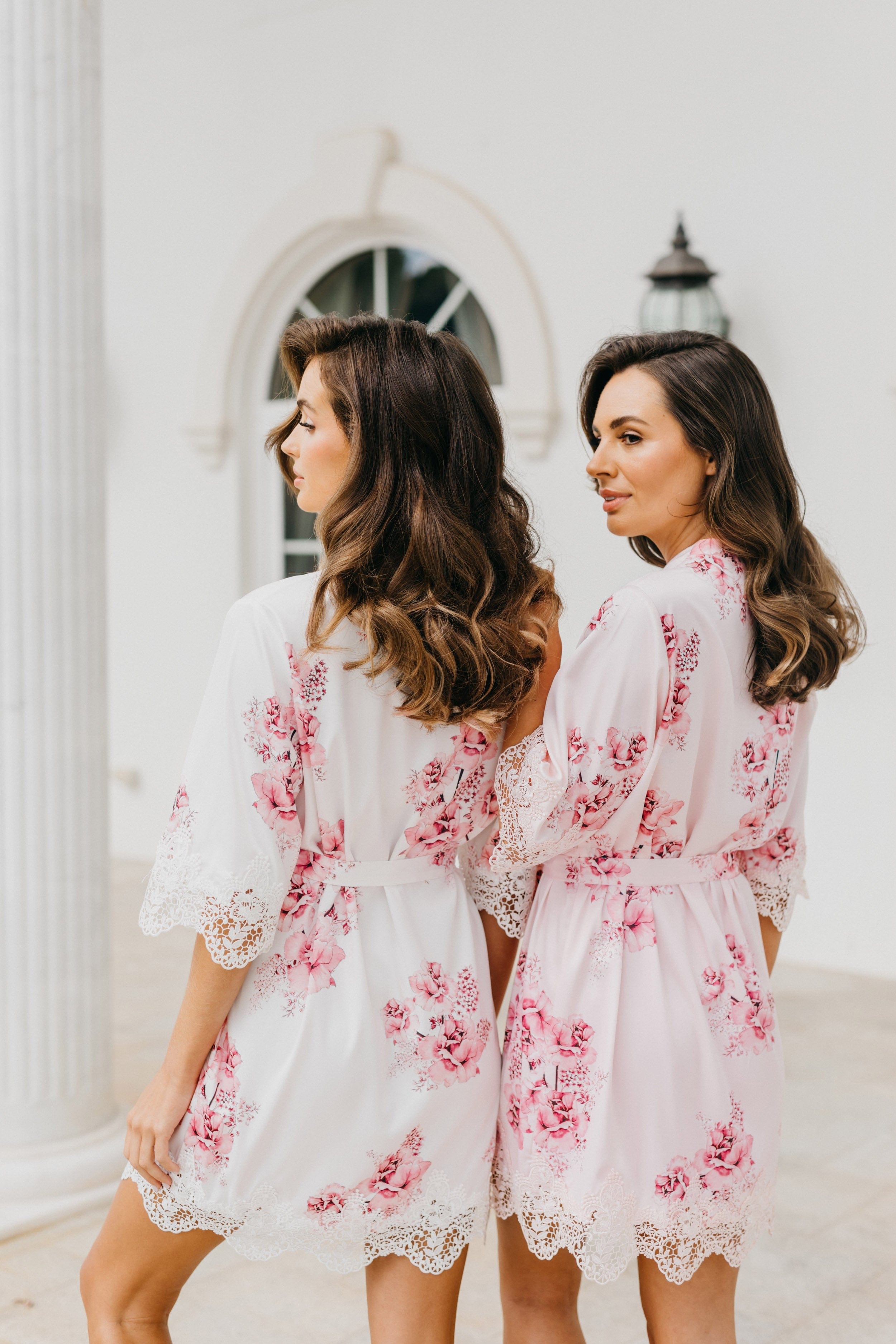 Elegant Floral Printed Robe for Women - Ivana Bouquet De Fleur Design - Perfect for Lounging, Spa Days & Bridal Showers