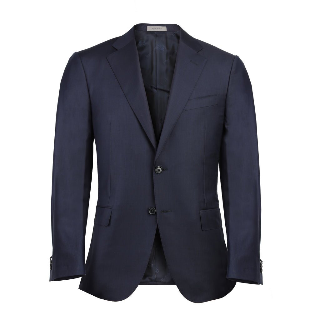 Premium CORNELIANI Bi-Stretch Wool Suit for Men - Navy Blue Slim Fit Business Attire | Perfect for Office, Weddings & Formal Events