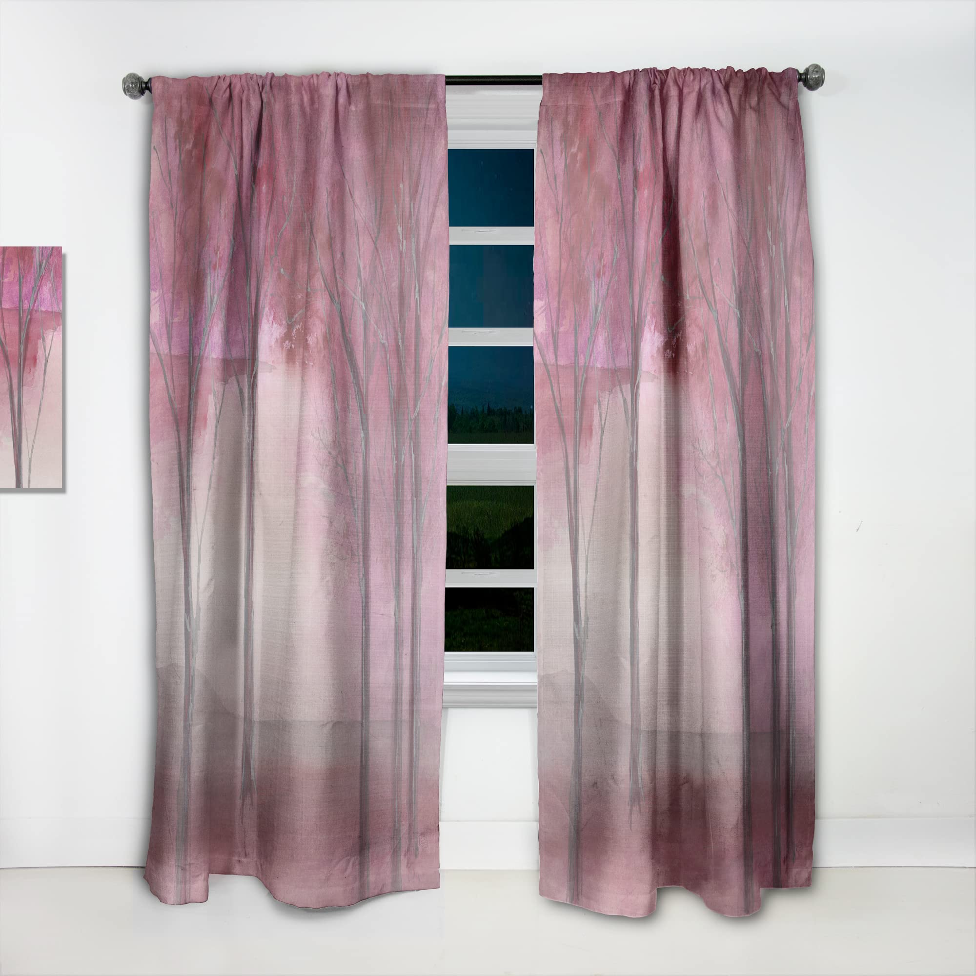 DesignQ 'Pink Forest' Thermal Insulated Curtains - 52x120 Inch Single Panel Window Drapes for Bedroom & Living Room - Energy Saving, Blackout, Home Decor (Perfect for Cozy Nights & Stylish Interior Design)