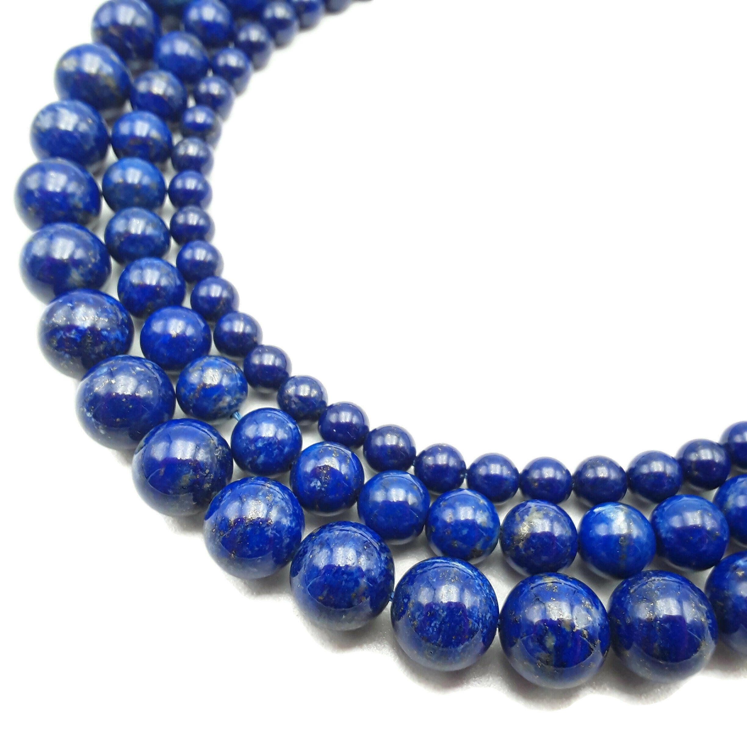 Genuine AAA Afghanistan Lapis Lazuli Smooth Round Beads 6mm 8mm 10mm 16 Strand - Natural Gemstone Jewelry Making Supplies for DIY Bracelets, Necklaces & Healing Crystal Crafts