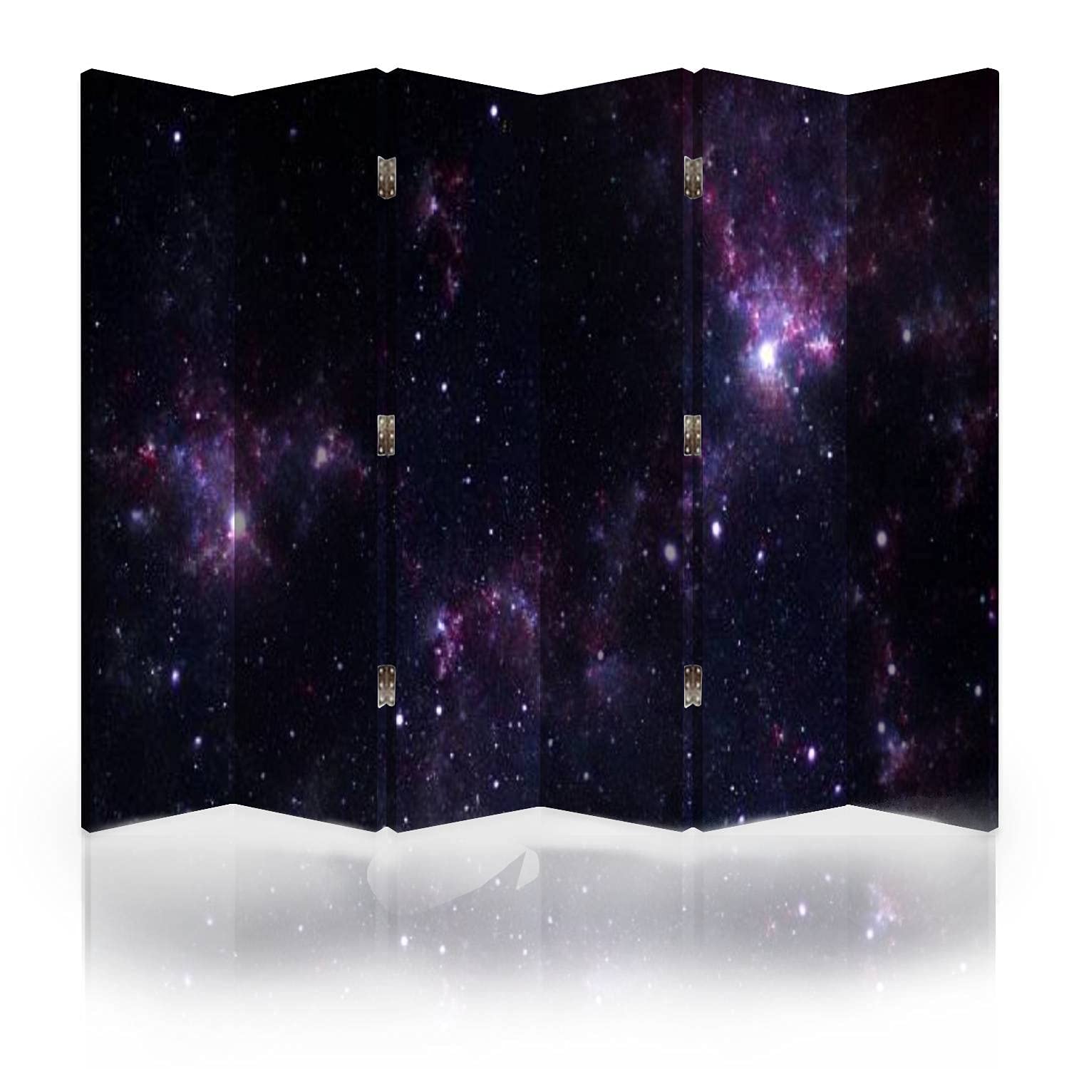 Canvas Room Divider Screen - Purple Nebula Folding Privacy Partition (6 Panels) | Bedroom, Office & Studio Separator | Space-Saving Room Divider for Home & Commercial Use