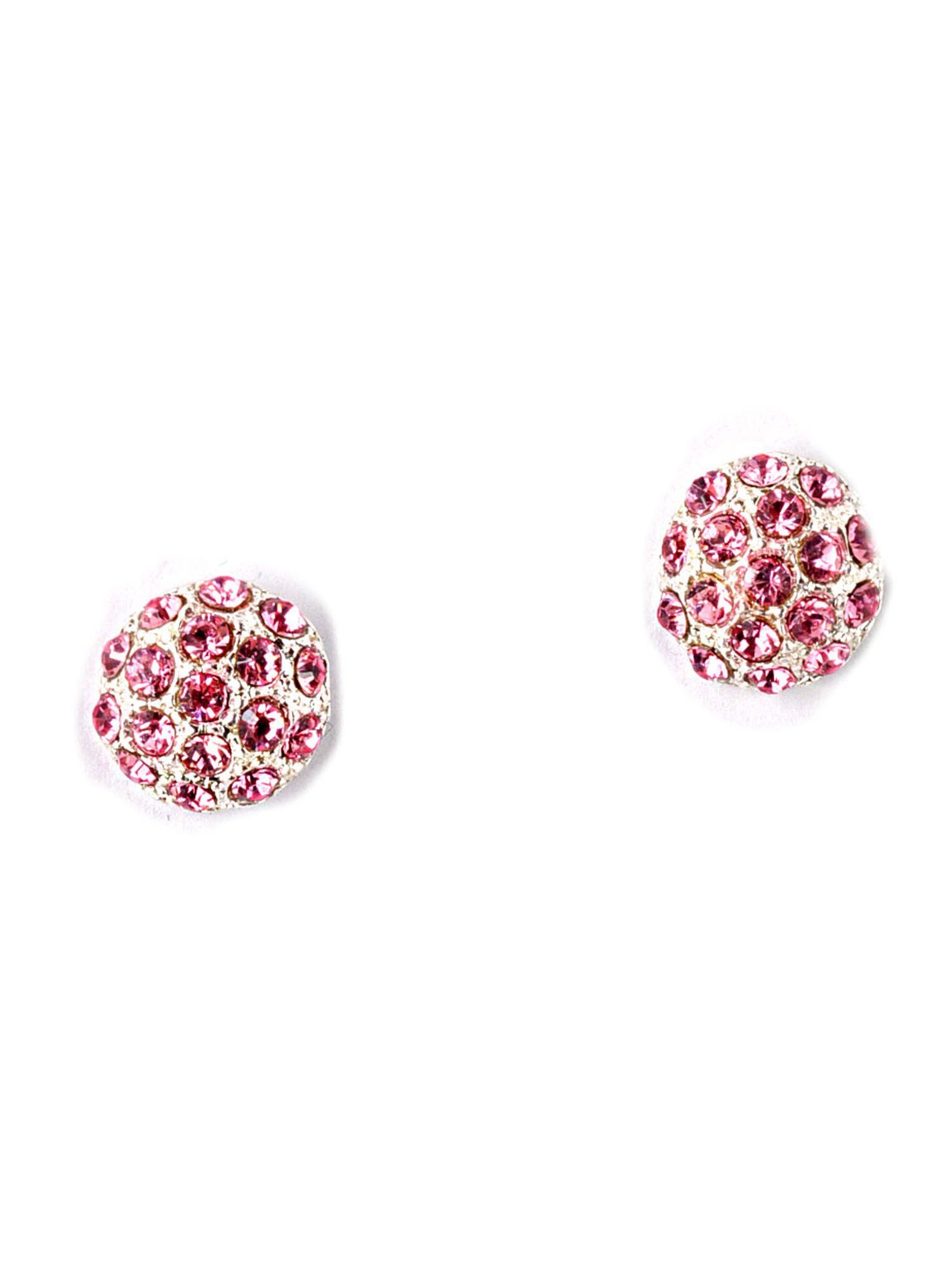 10mm Silver Light Rose Rhinestone Round Earrings for Women – Elegant Dangle Hoop Earrings for Parties, Weddings & Special Occasions