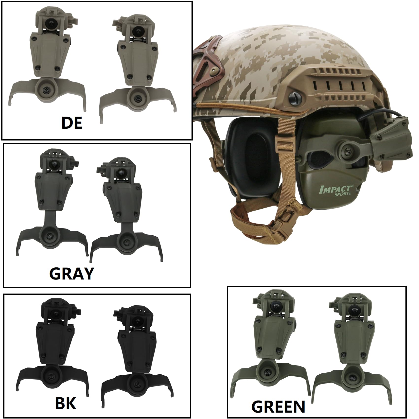 Tactical Helmet ARC Rail Adapter - Compatible with Howard Leight Impact Sport & Electronic Shooting Earmuffs | Perfect for Airsoft, Hunting & Range Shooting