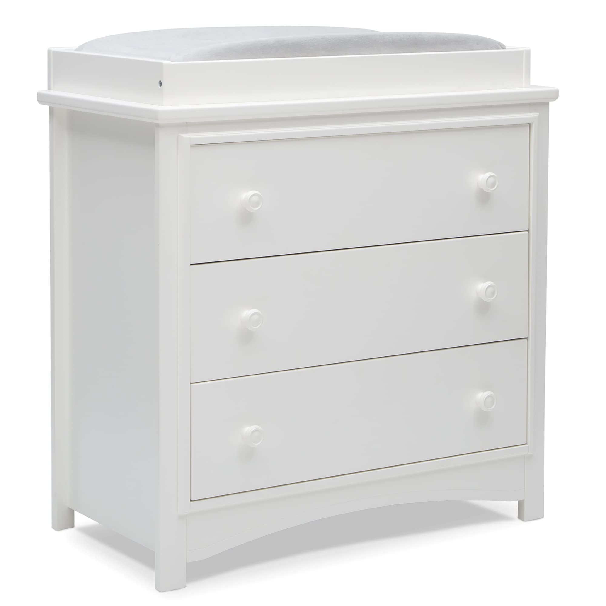 Delta Children Perry 3-Drawer Baby Dresser with Changing Top - White Nursery Furniture for Diaper Changing & Storage | Perfect for Newborn & Toddler Organization