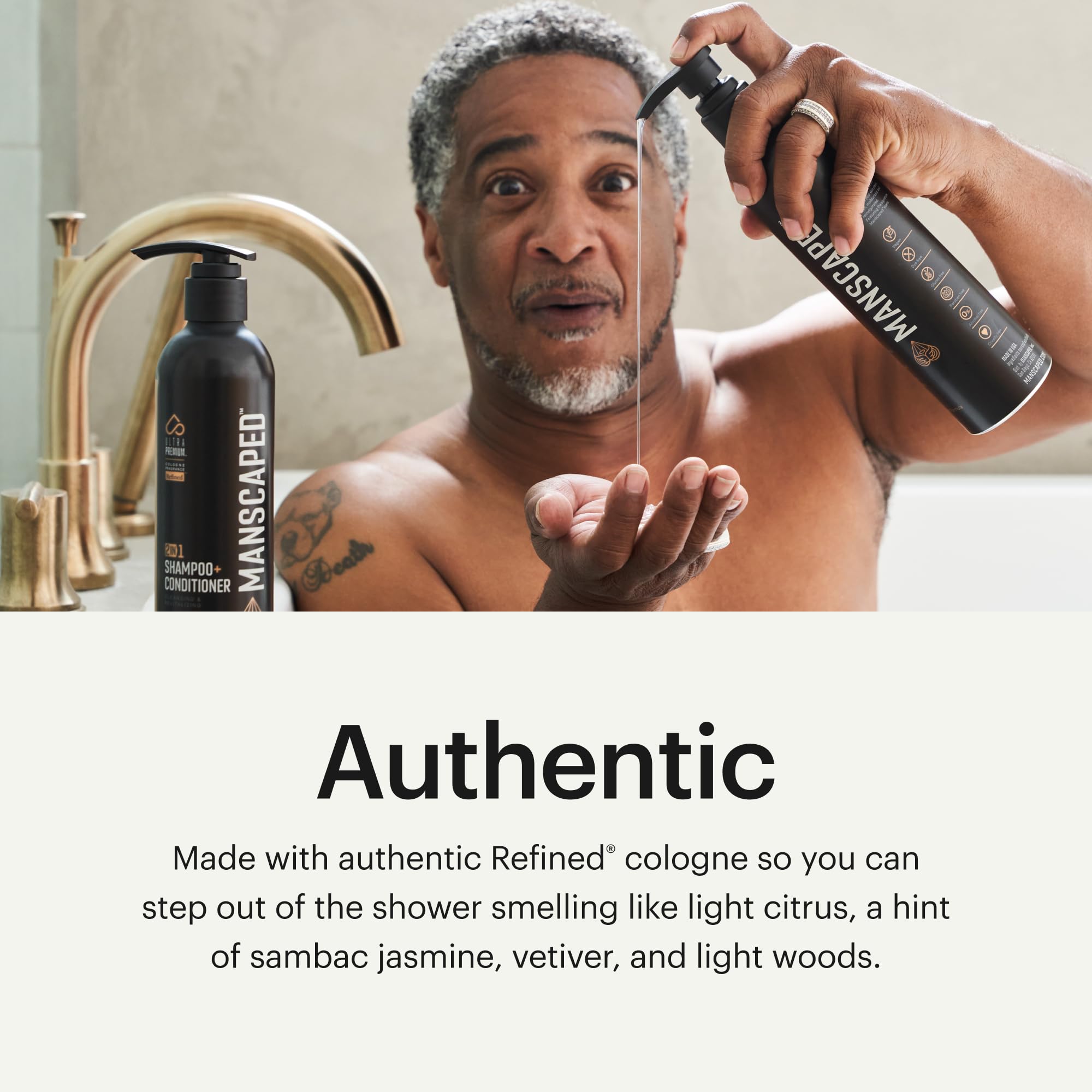 MANSCAPED® 2 In 1 Shampoo & Conditioner for Men - Ultra Premium Hair Care with Sea Kelp, Coconut Water & Aloe Vera - Nourishing & Hydrating Formula (16 oz) - Perfect for Daily Shower & Grooming Routine