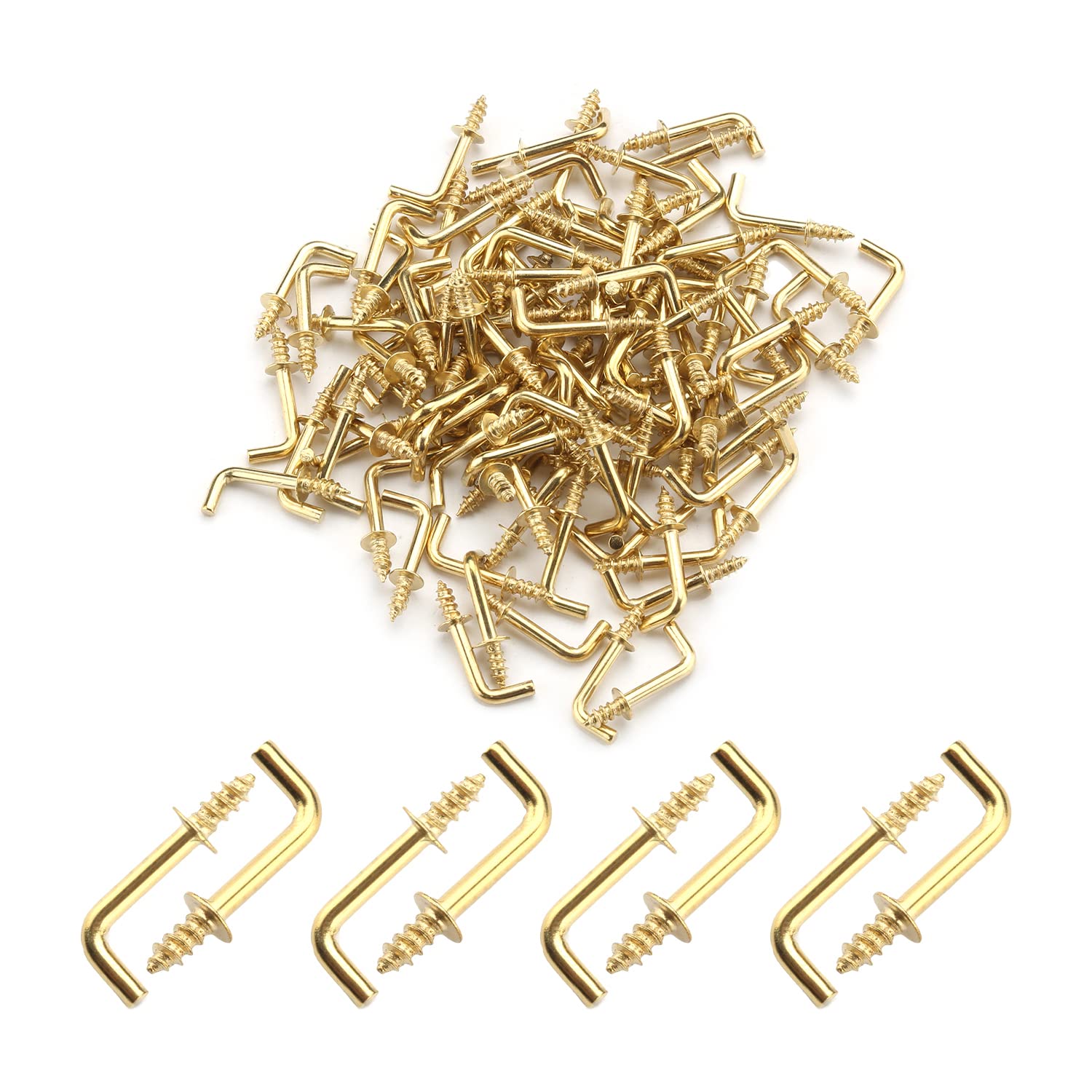 MroMax 100Pcs Brass Screw-in Hooks - 1/2