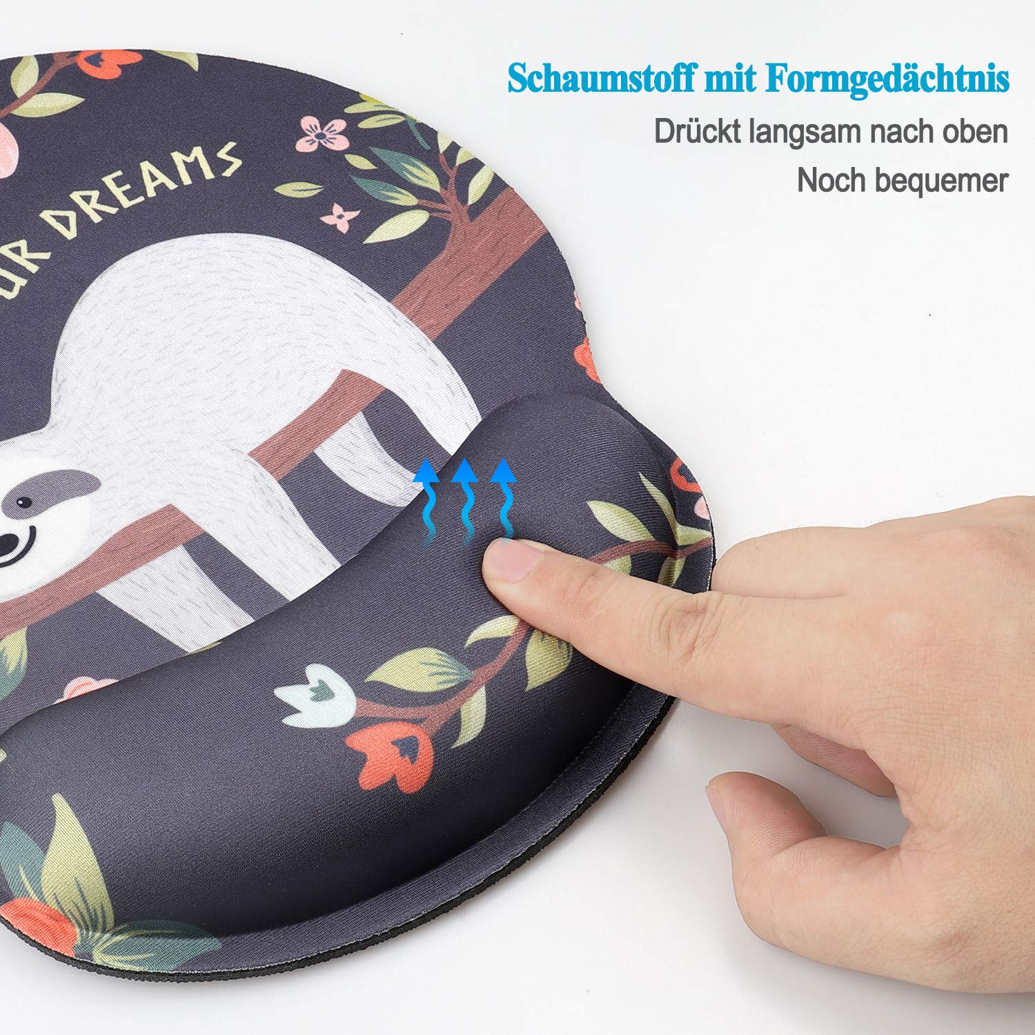 AOKSUNOVA Ergonomic Comfort Mouse Pad with Memory Foam Wrist Rest - Support for Carpal Tunnel & Pain Relief - Perfect for Office, Gaming & Computer Workstations