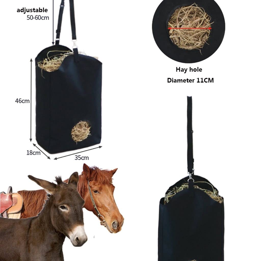 **Large Waterproof 600D Nylon Horse Hay Feeder Bag with Metal Ring – Durable Hay Tote for Horses, Sheep & Cows – Perfect for Stable, Pasture & Travel Feeding**