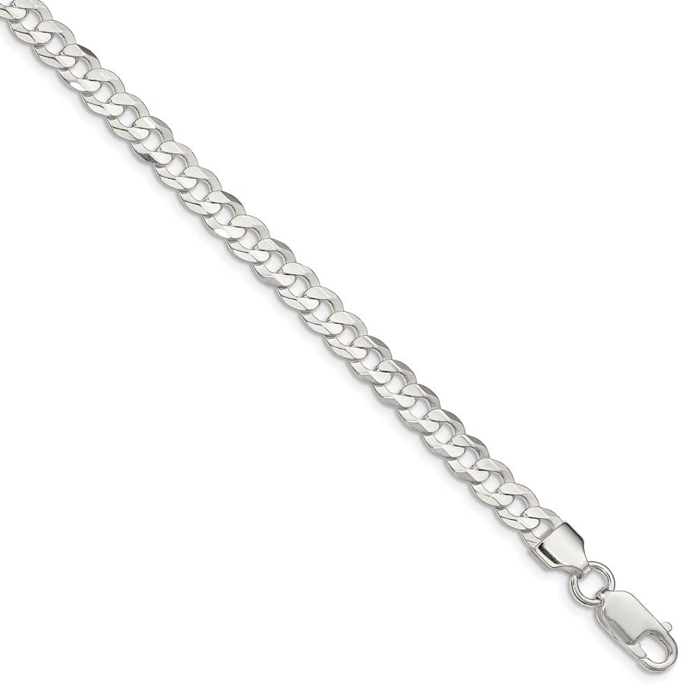 5.6mm Sterling Silver Solid Concave Beveled Curb Chain Necklace for Women - Black Bow Pendant Jewelry Gift for Birthday, Anniversary & Valentine's Day