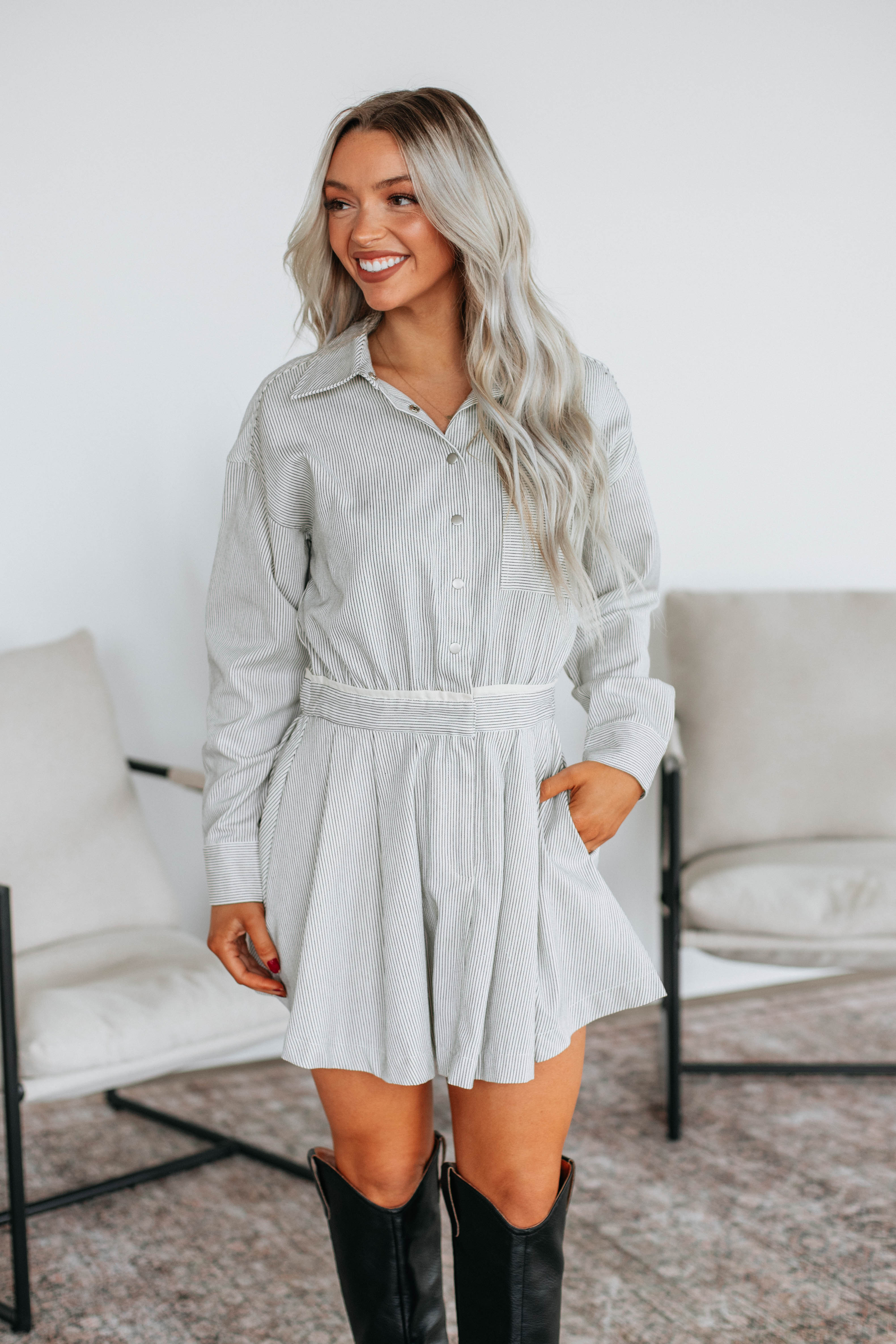 Idalia Striped Dress for Women - Flowy Summer Midi Dress with Short Sleeves - Perfect for Beach Vacation, Date Night & Casual Outings