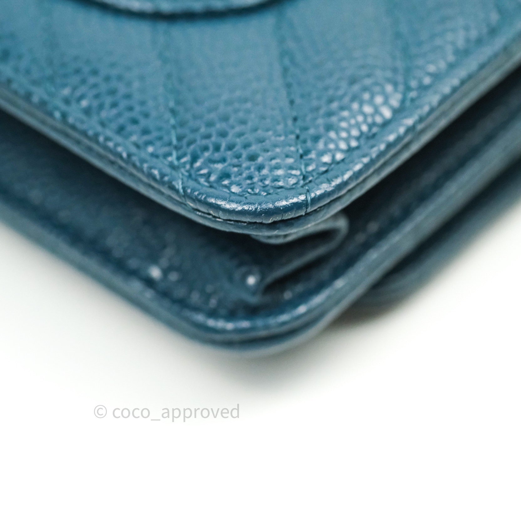 Chanel Chevron Wallet on Chain WOC - Blue Caviar Leather with Silver Hardware | Luxury Crossbody Bag for Women, Perfect for Evening Events & Daily Use