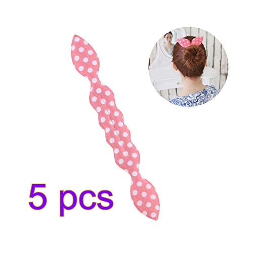 Lurrose 5-Piece Hair Bun Maker Set - Rabbit Ears & Donut Twister Ponytail Holder for Women & Girls (Random Style) - Perfect for Parties, Weddings & Everyday Hairstyles